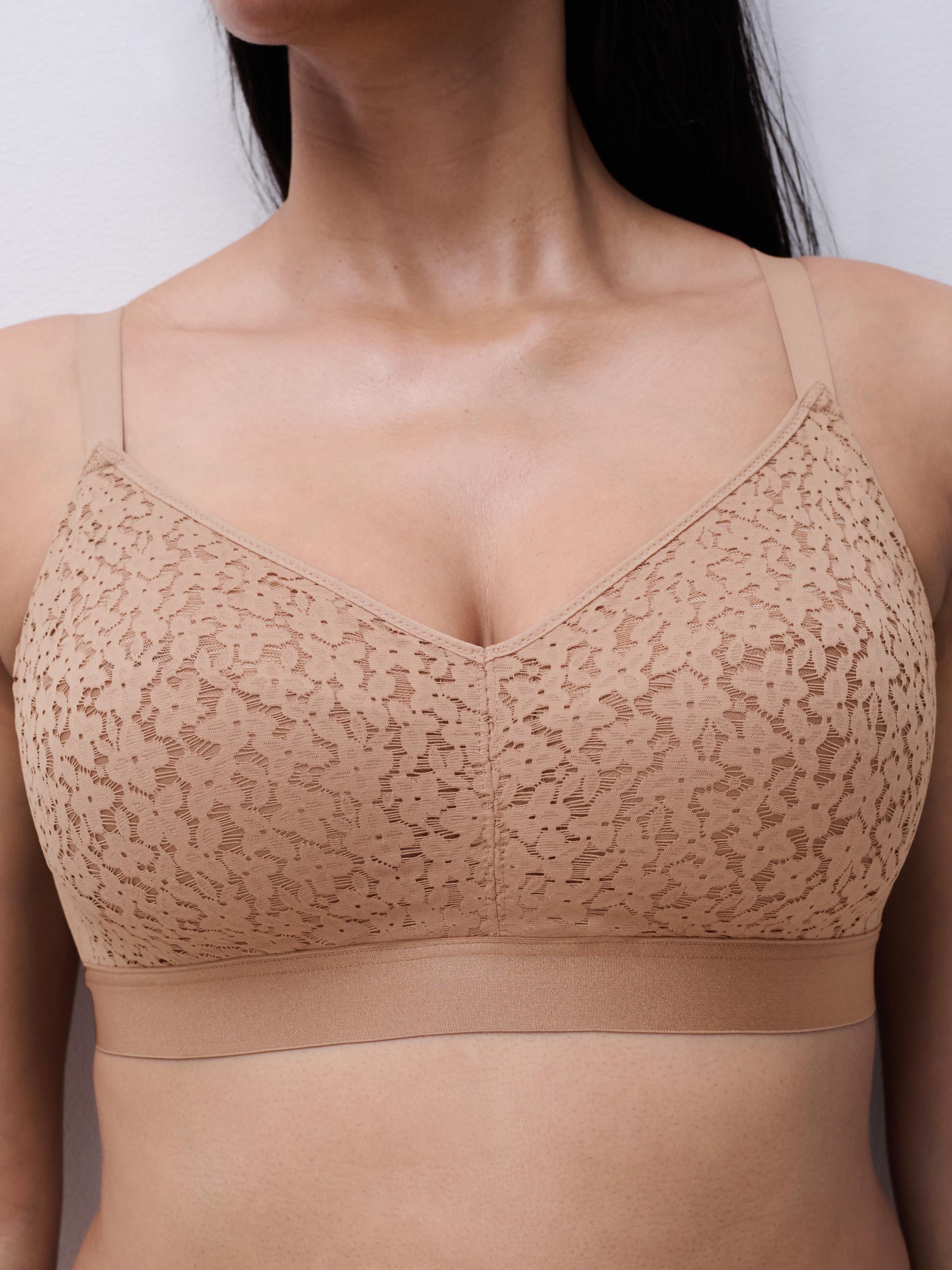 Soutien-gorge sans armature maintien en dentelle CHANTELLE Marron