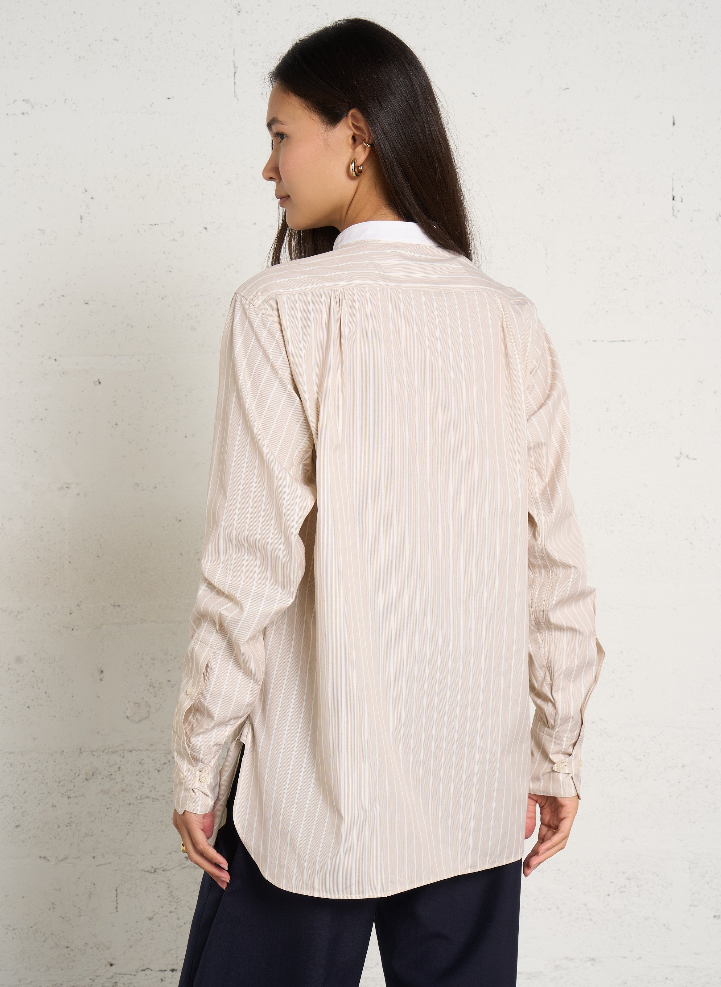 Chemise ample rayé en coton SOEUR Marron