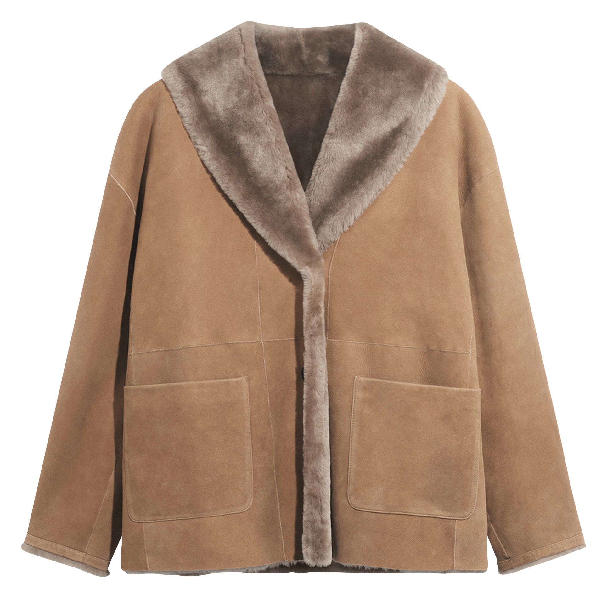 Shearling shawl-collar coat PABLO Brown