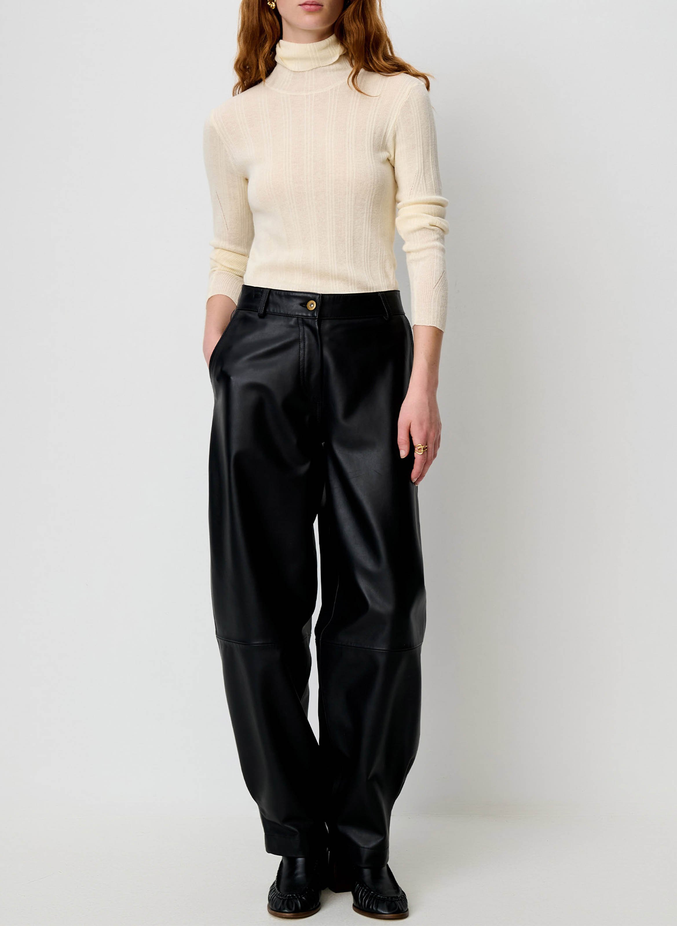 Fitted turtleneck sweater in blended cotton | Beige SESSUN Women