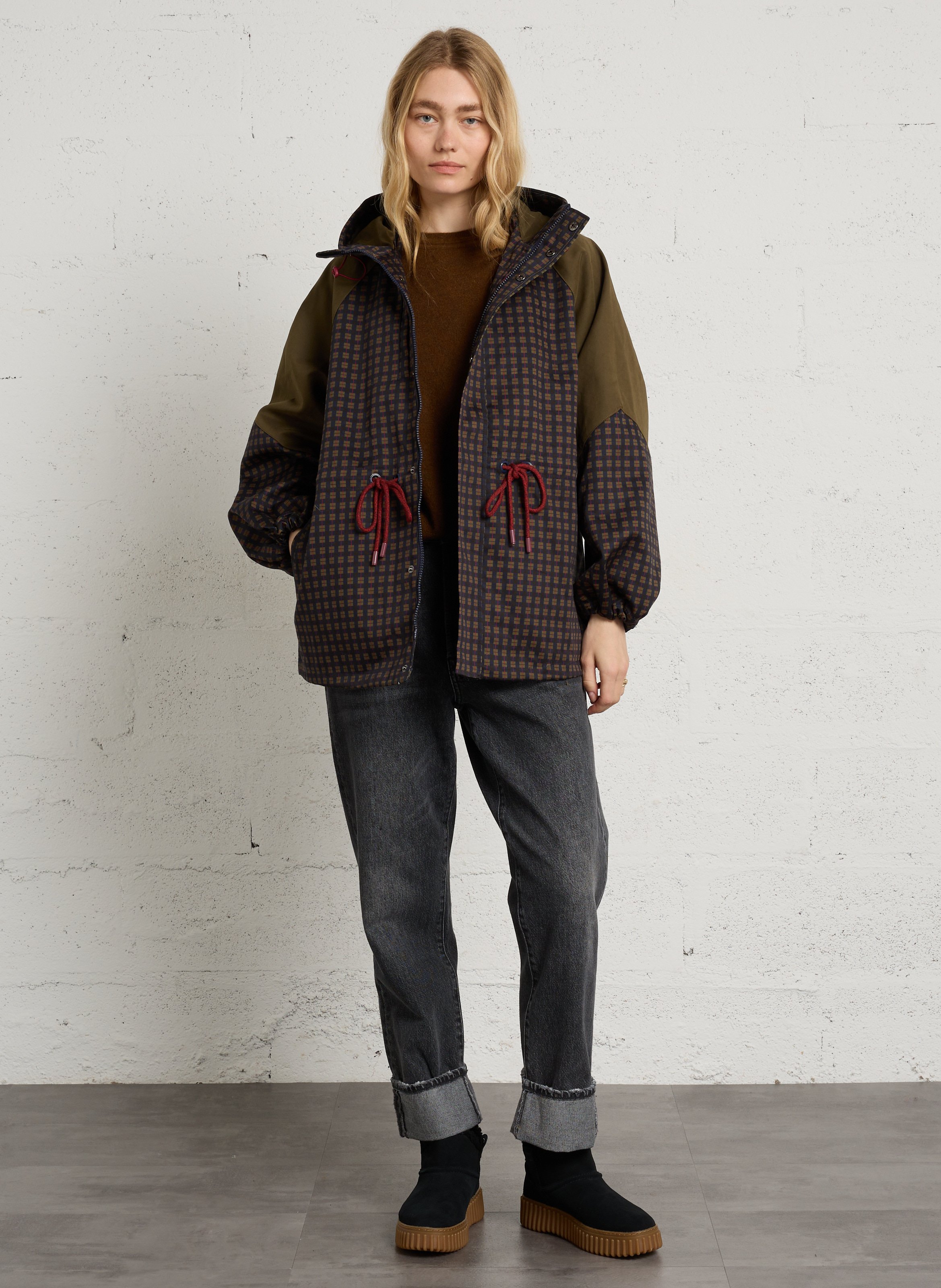 Karierter Oversize-Anorak mit Stehkragen SACRECOEUR Mehrfarbig