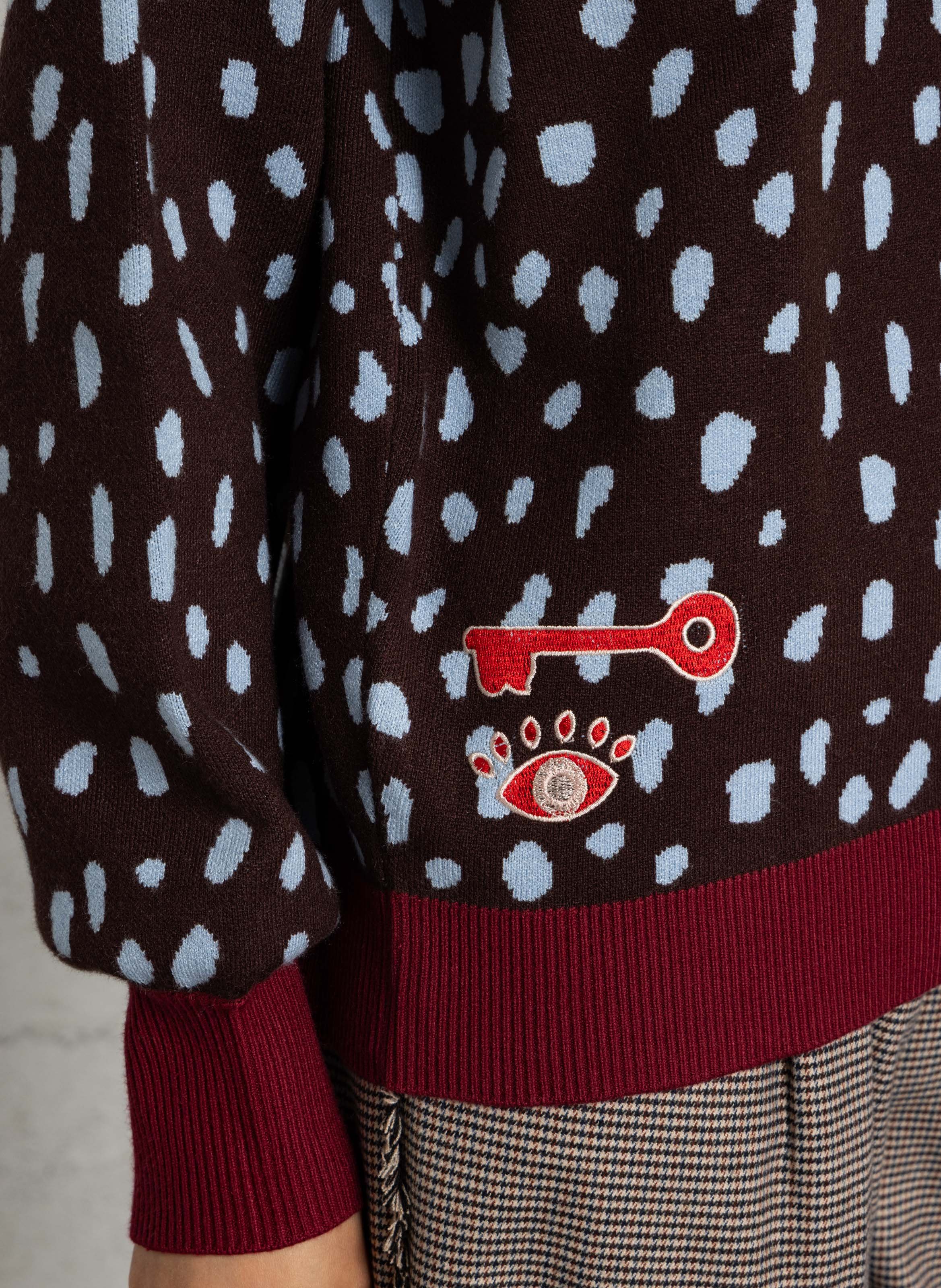 Straight polka-dot cardigan NEVER FULLY DRESSED Brown