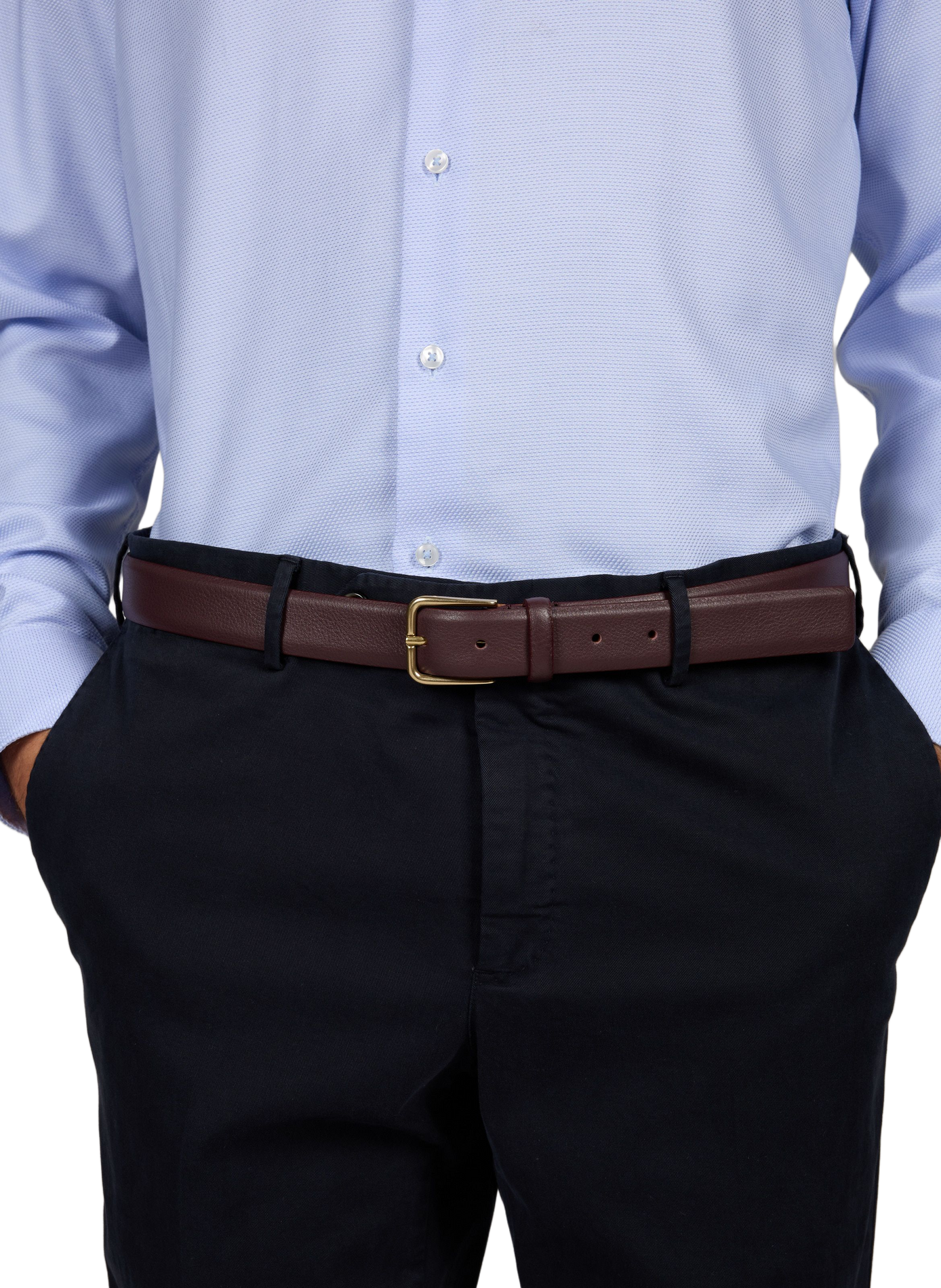 Plain cowhide leather belt SAISON 1865 Red
