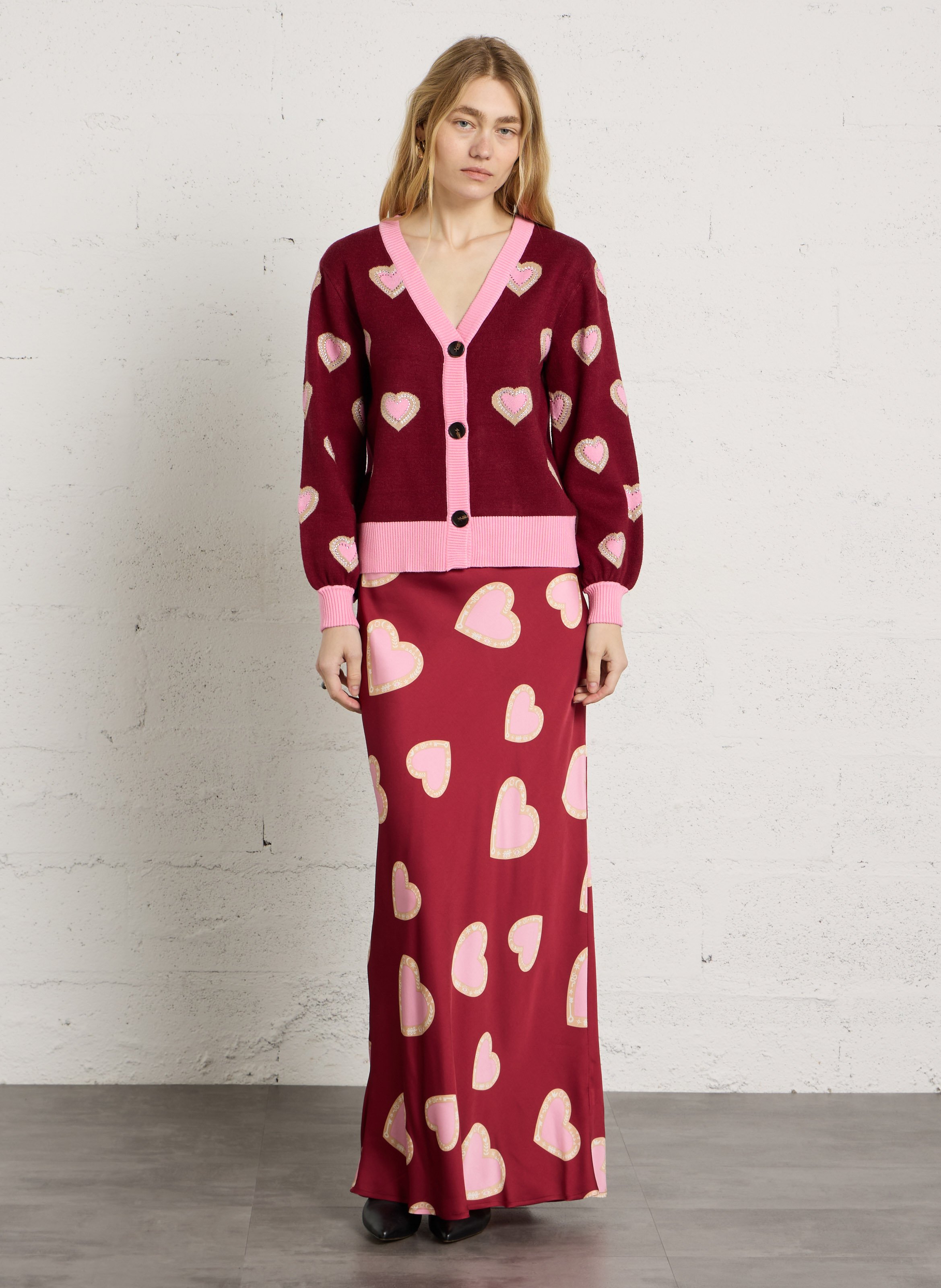 Long straight printed skirt NEVER FULLY DRESSED Red