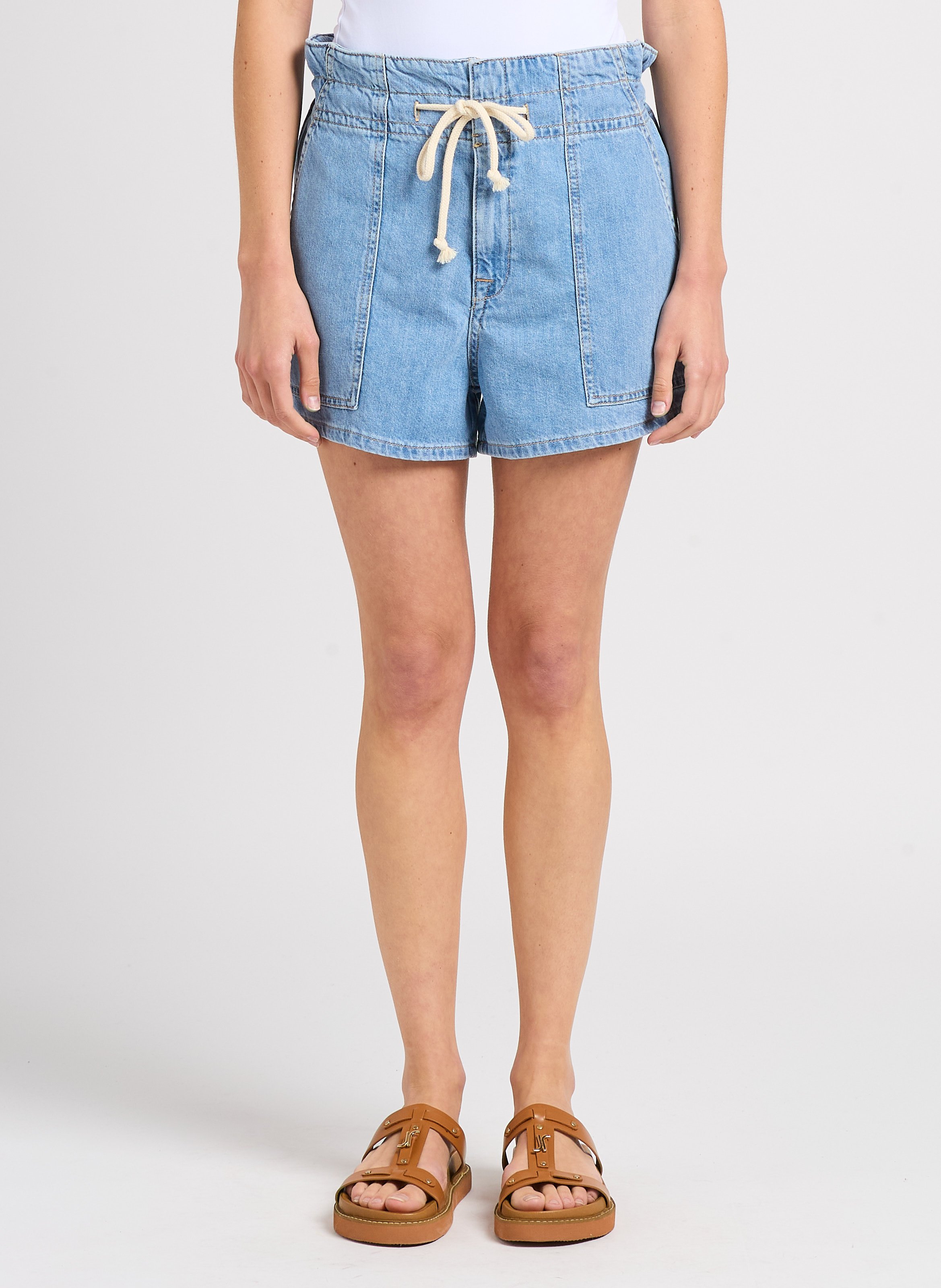 High-waisted cotton shorts BA&SH Blue