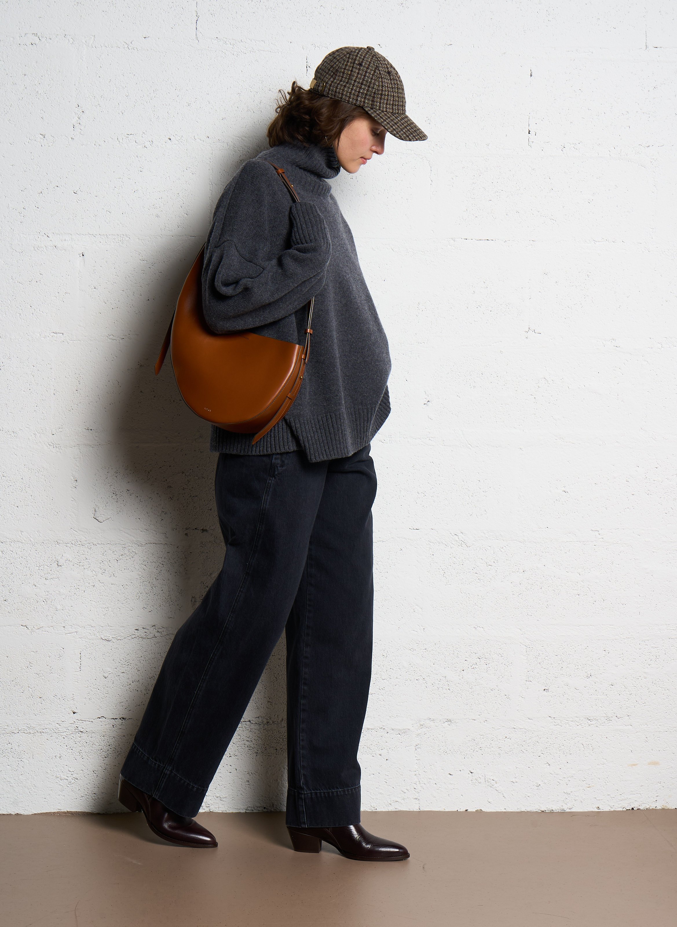 Smooth leather asymmetric shoulder bag SOEUR Beige