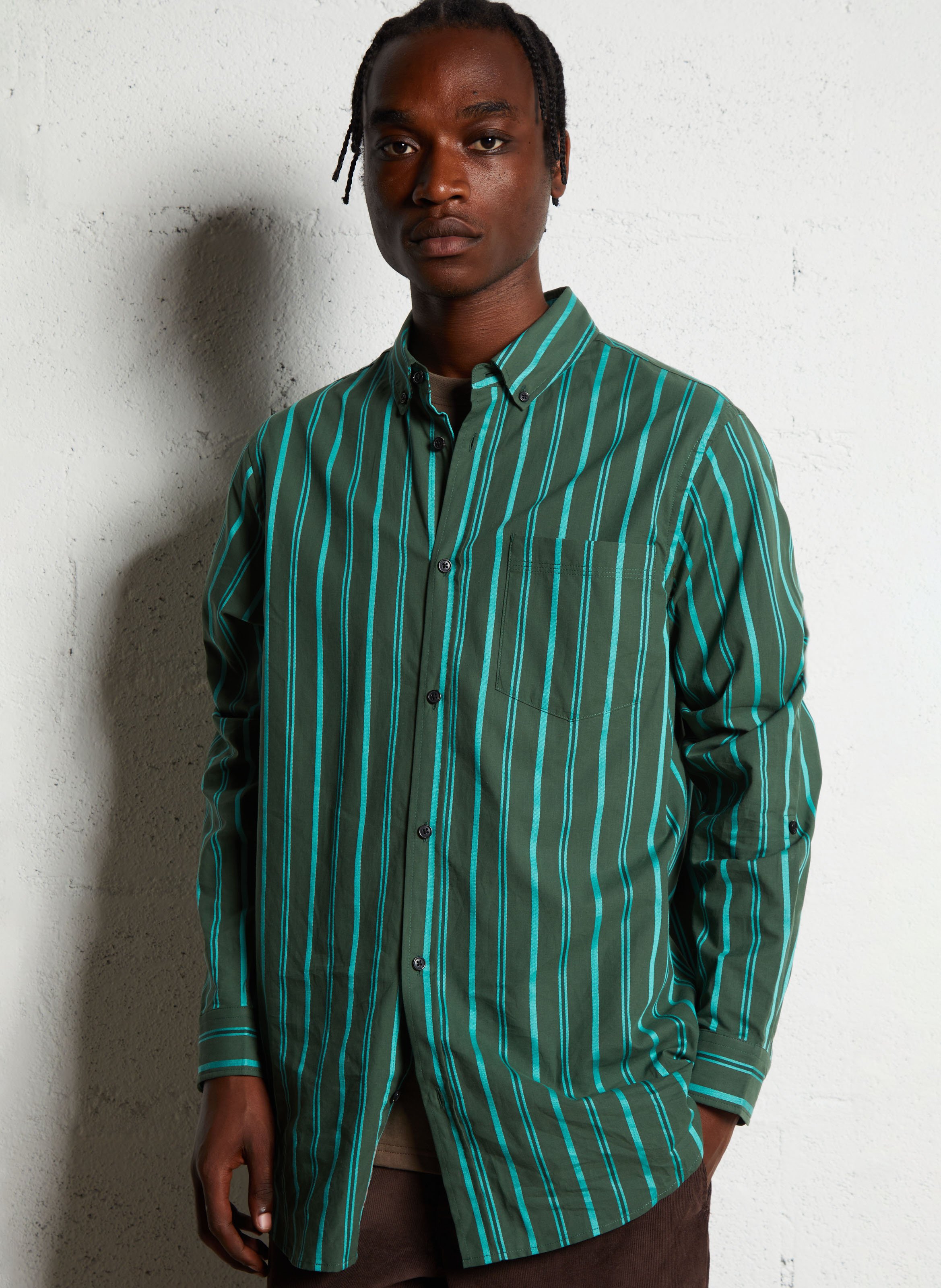 Chemise Droite Col Classique En Coton Green Stripe Scotch And Soda Homme 178715 2404 GREEN STRIPE Place des Tendances