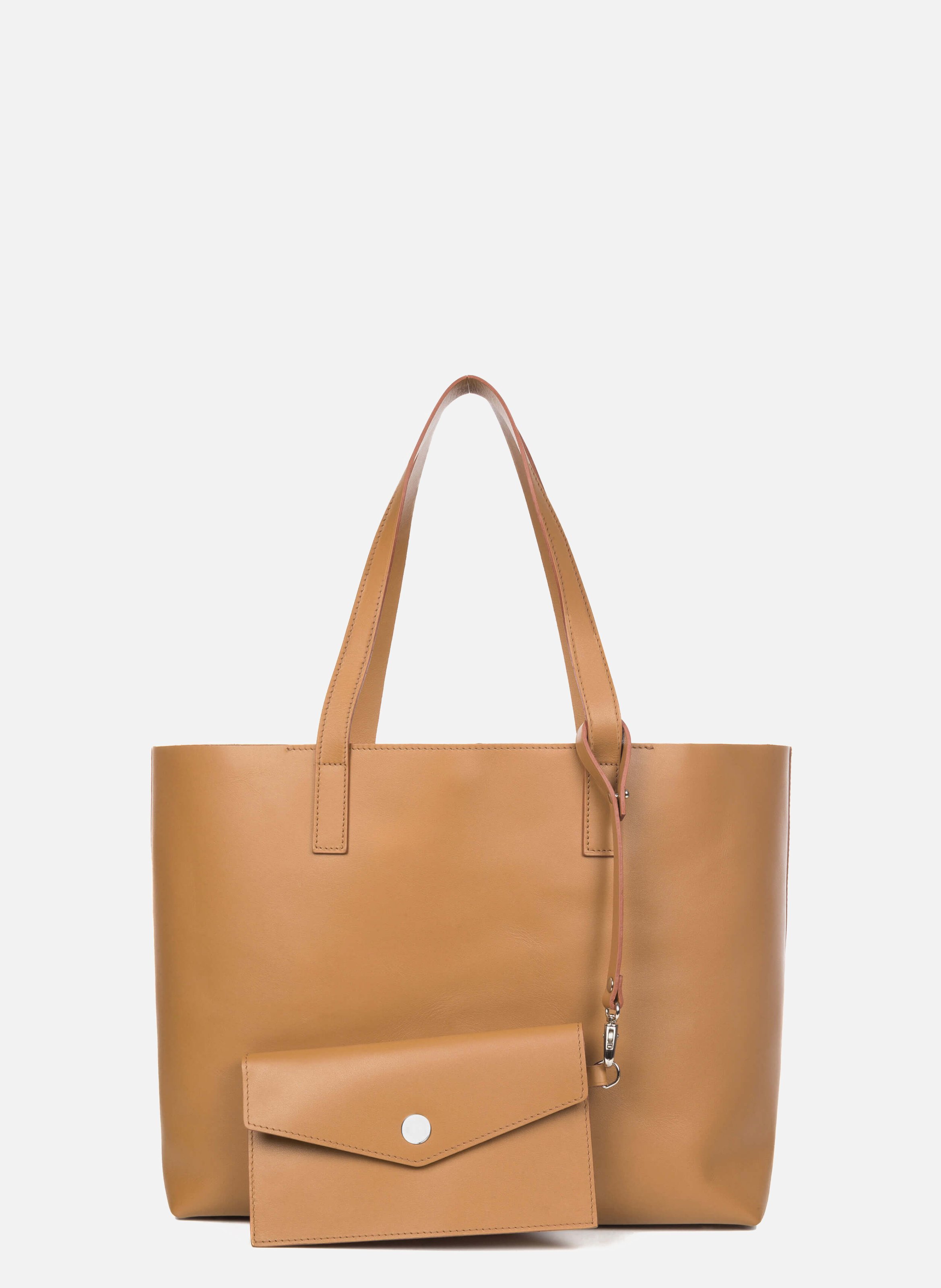 Smooth leather tote bag JULES & JENN Brown