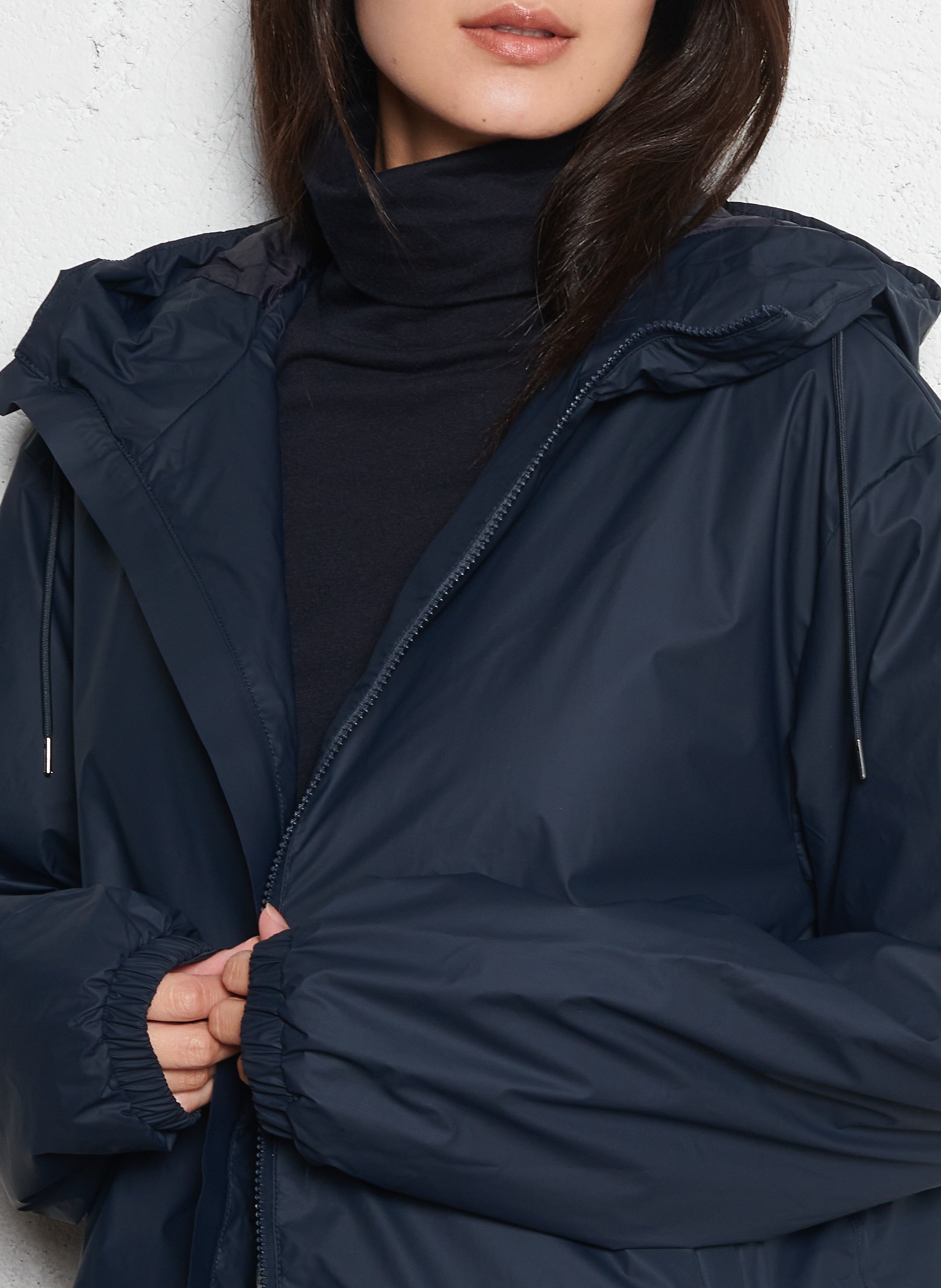 Imperméable col montant droit à capuche RAINS Bleu