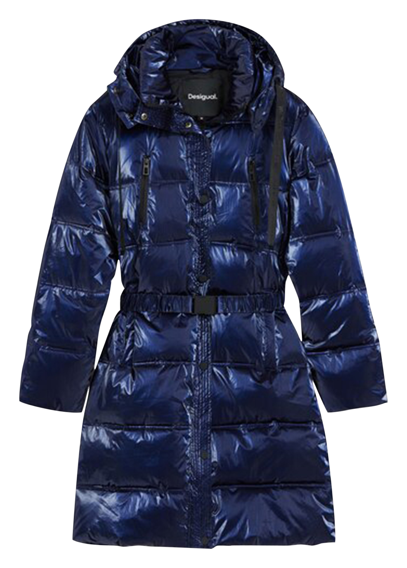 Anorak largo con capucha Bleu Desigual Mujer Place des Tendances