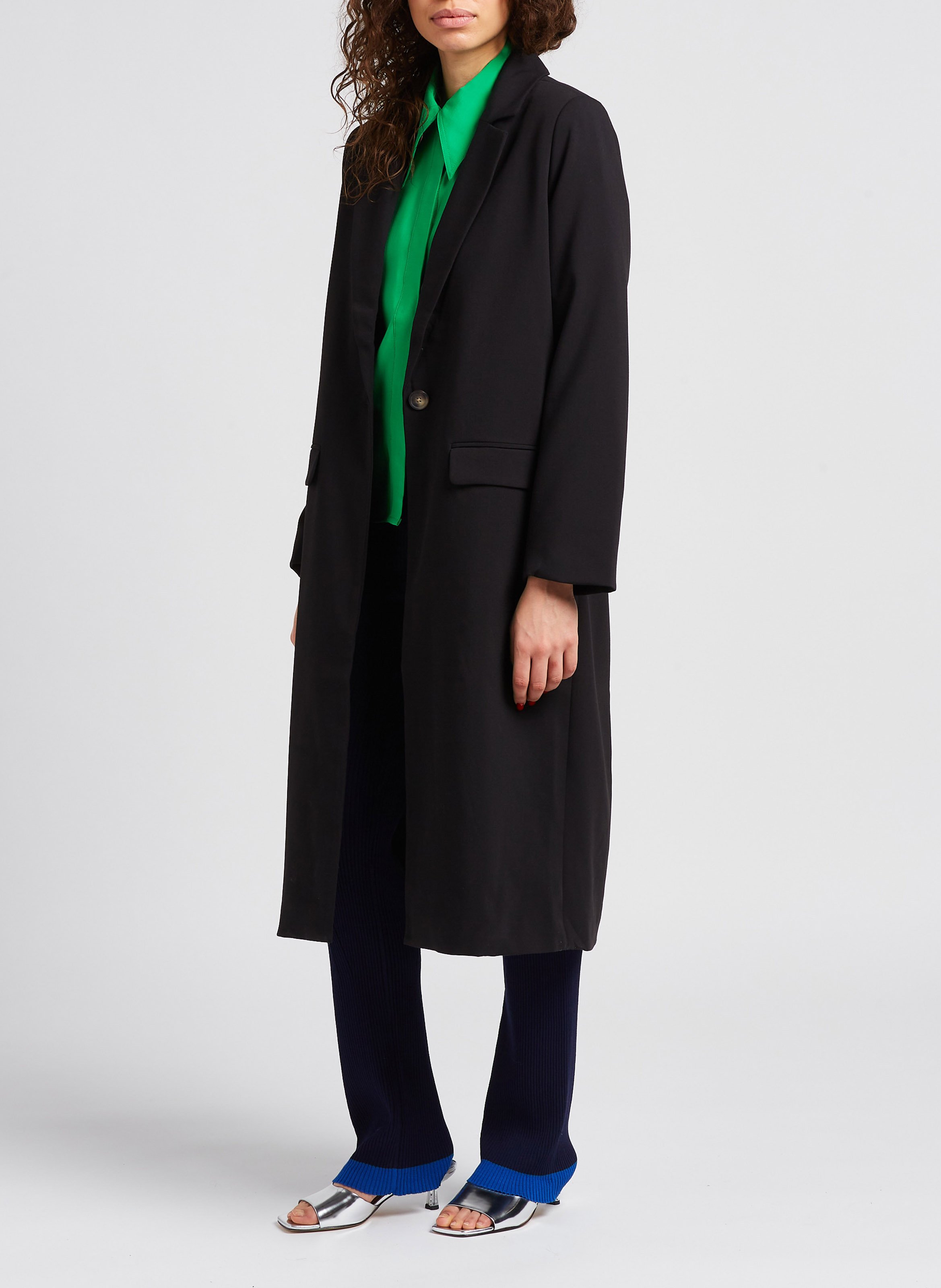 Manteau long col tailleur  OBJECT Noir