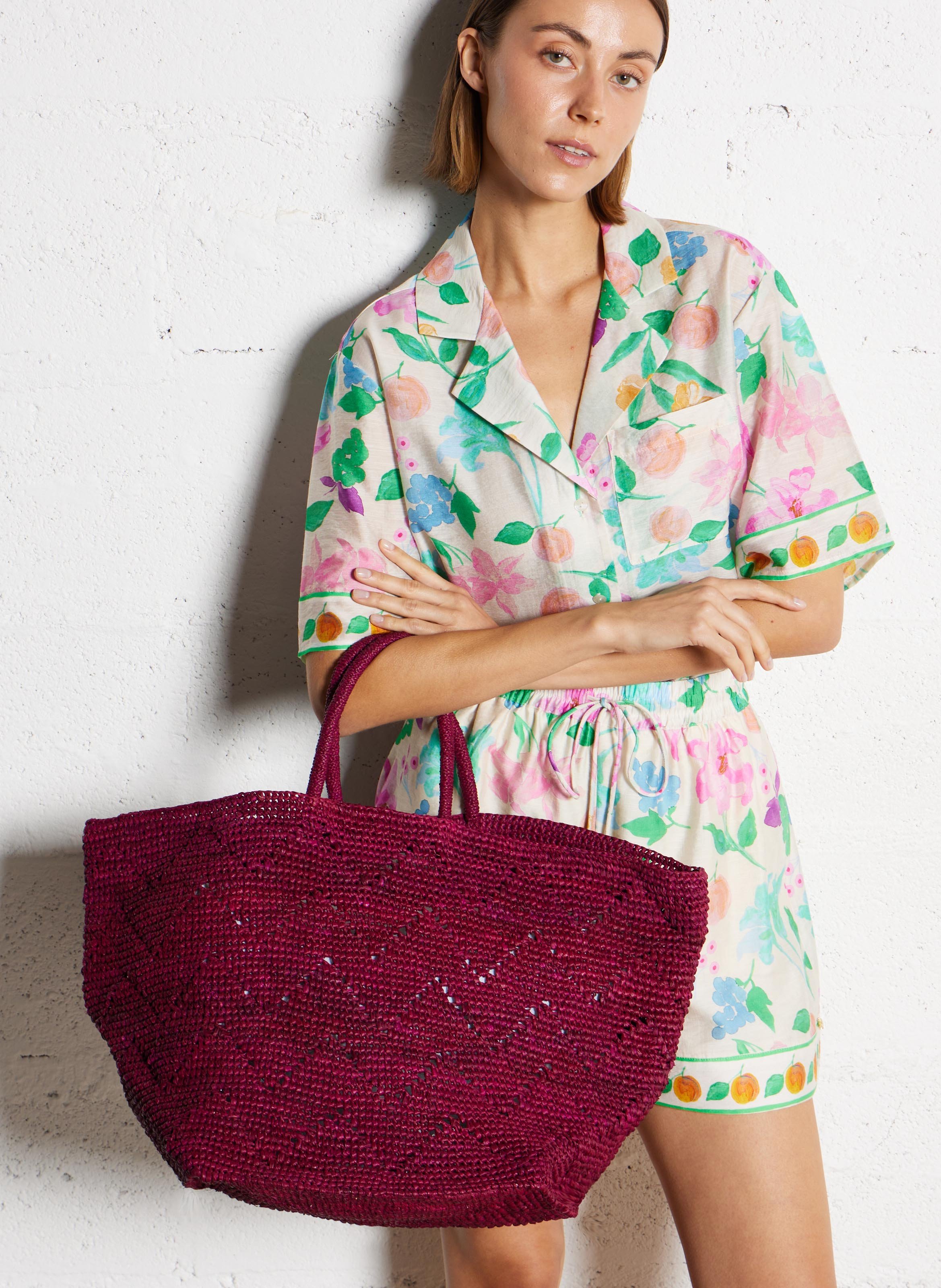 Cabas en raphia  CAMALYA Prune