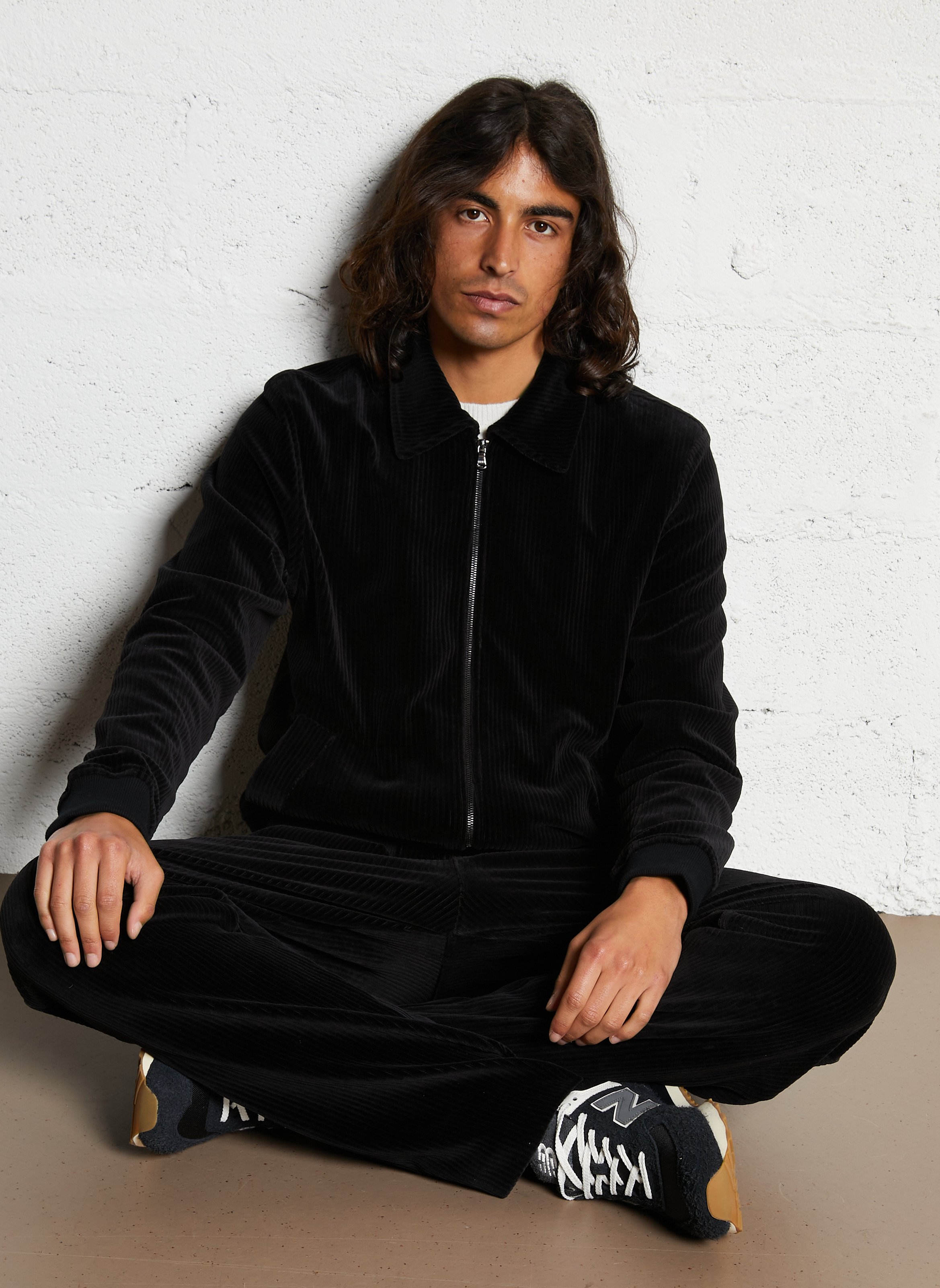 Straight ribbed cotton blend jacket IKKS Black