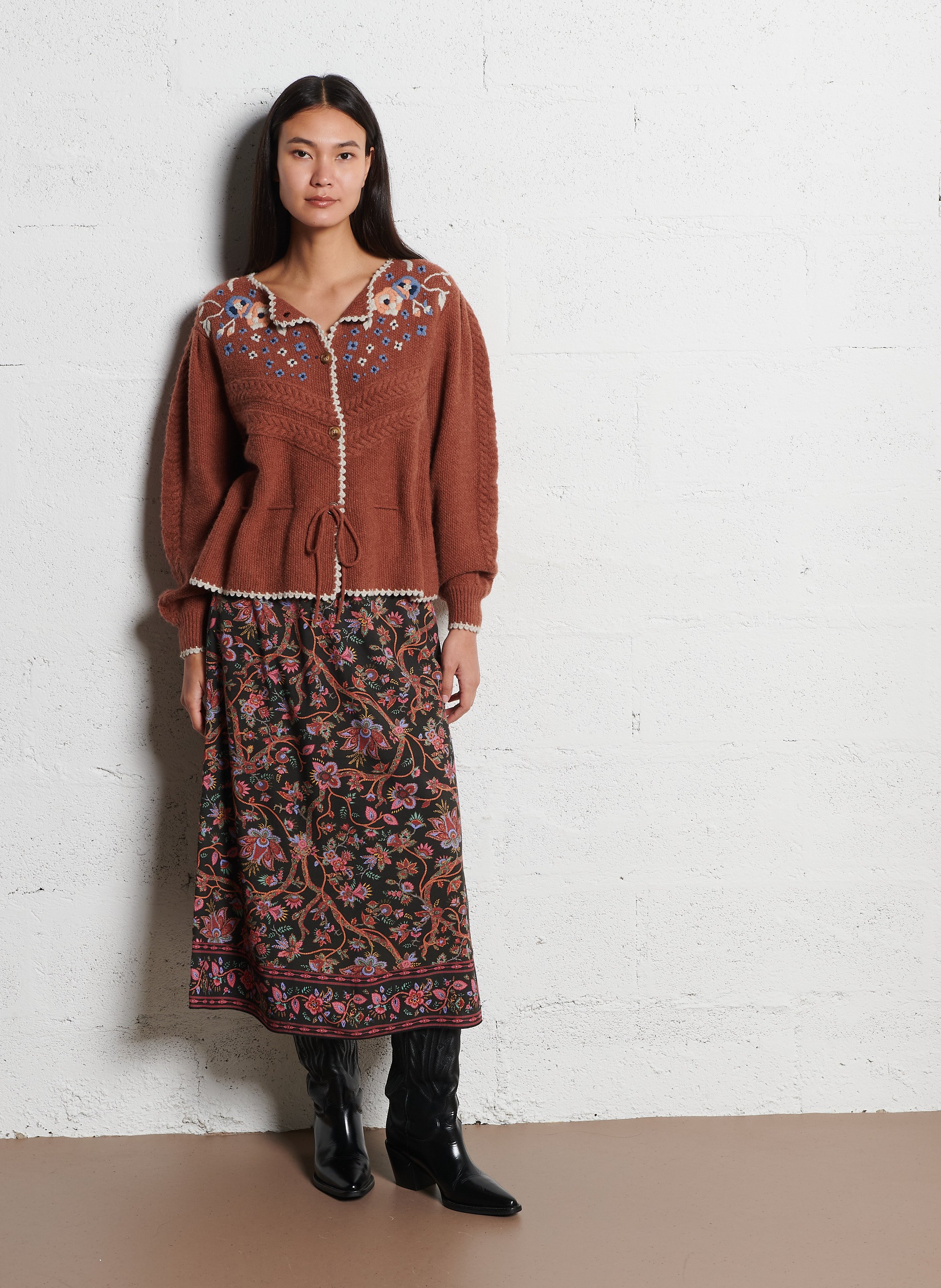 Round-neck cardigan LOUISE MISHA Brown