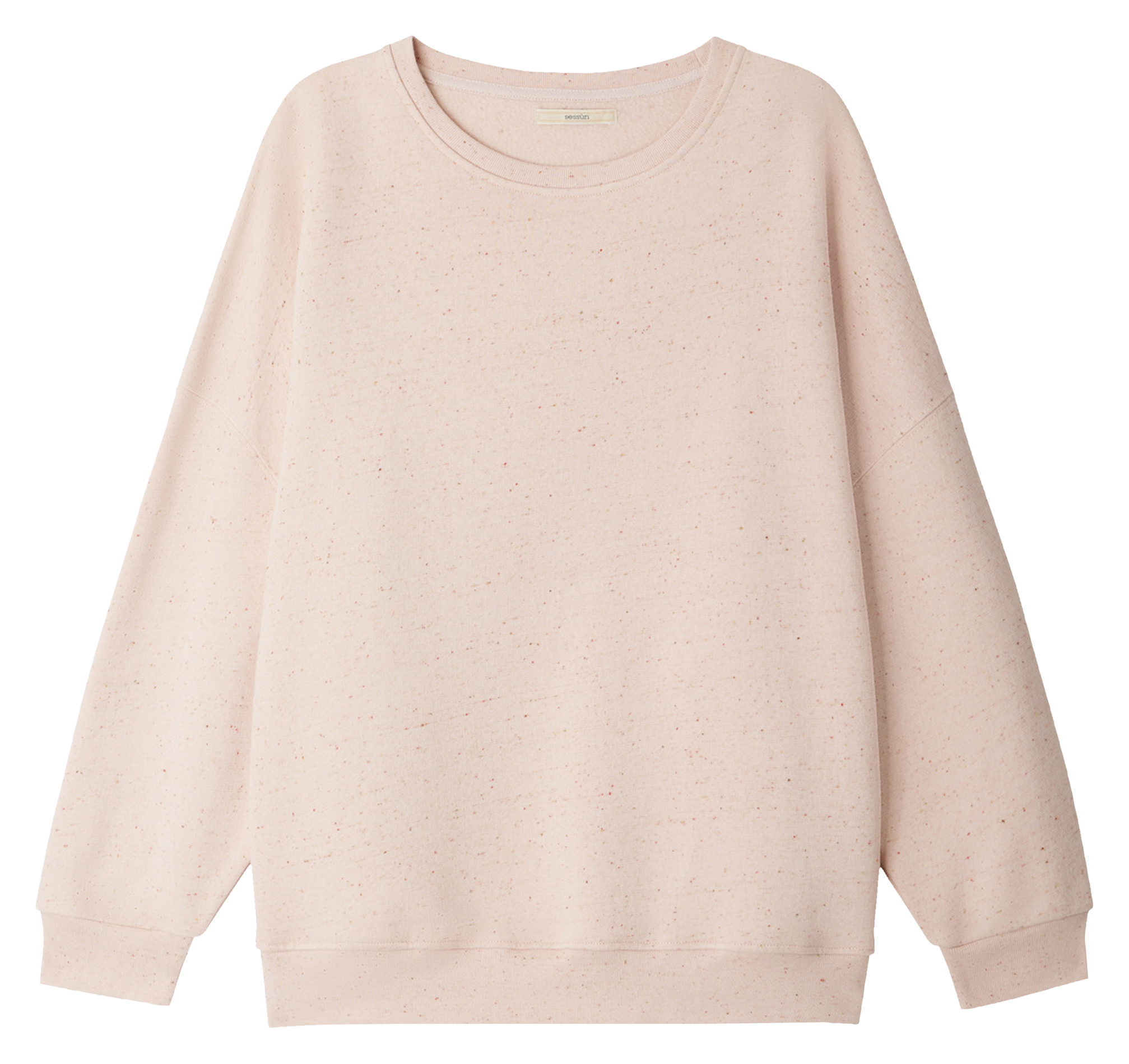 Loose-fit round-neck flecked organic cotton-blend sweater SESSUN Pink