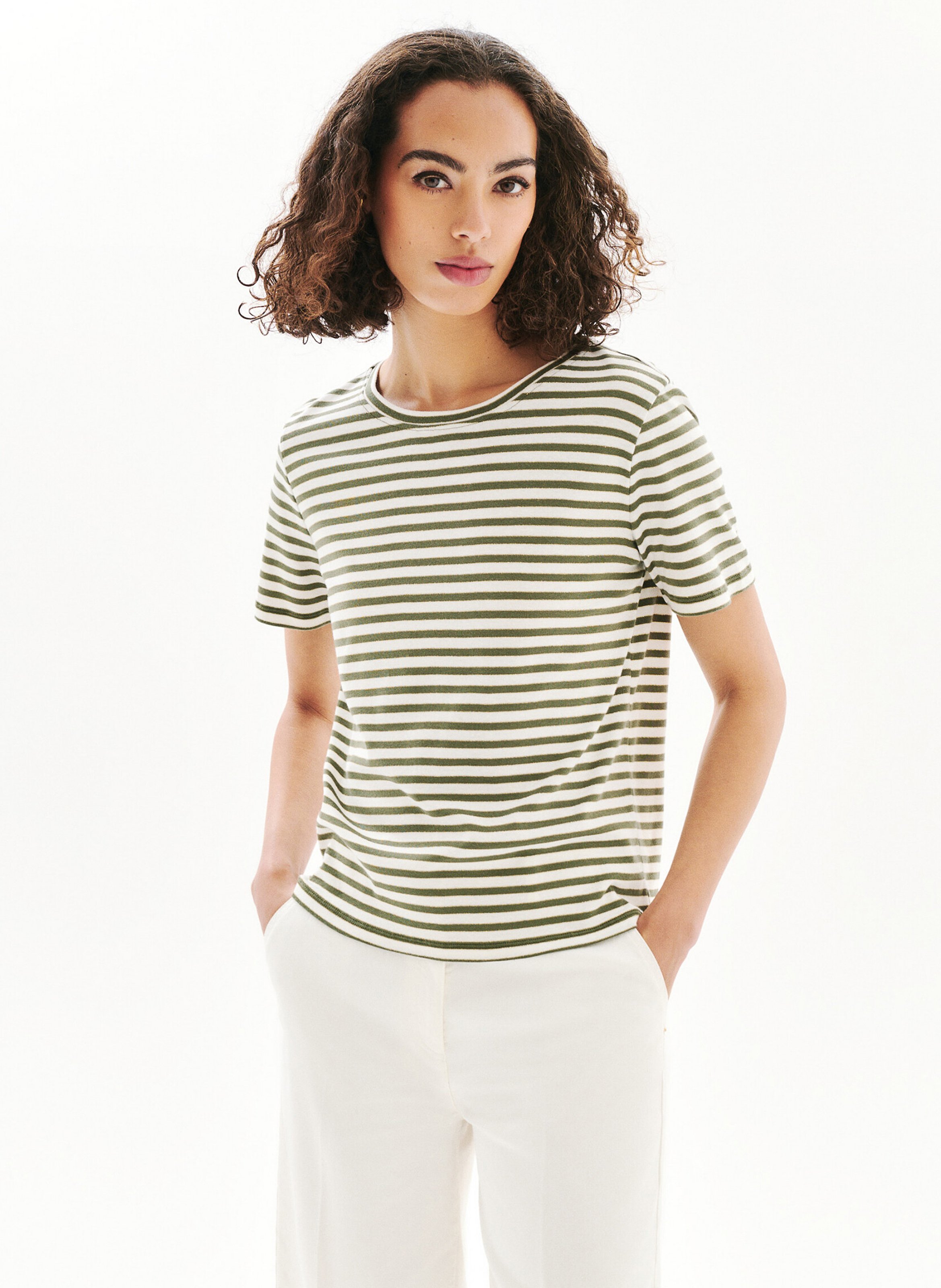 Straight striped round-neck T-shirt CAROLL