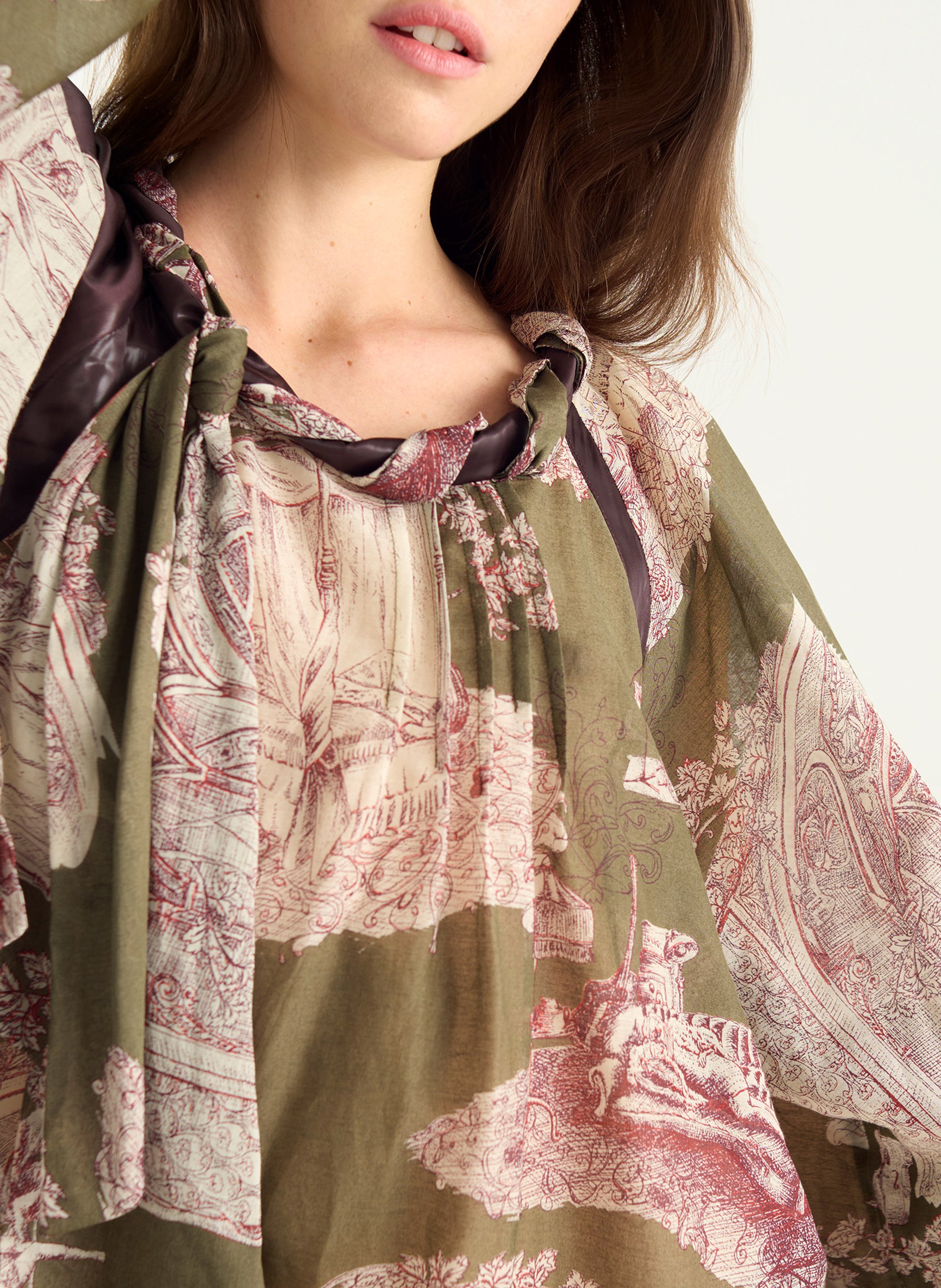 Blouse oversize en coton mélangé imprimé COTELAC Vert