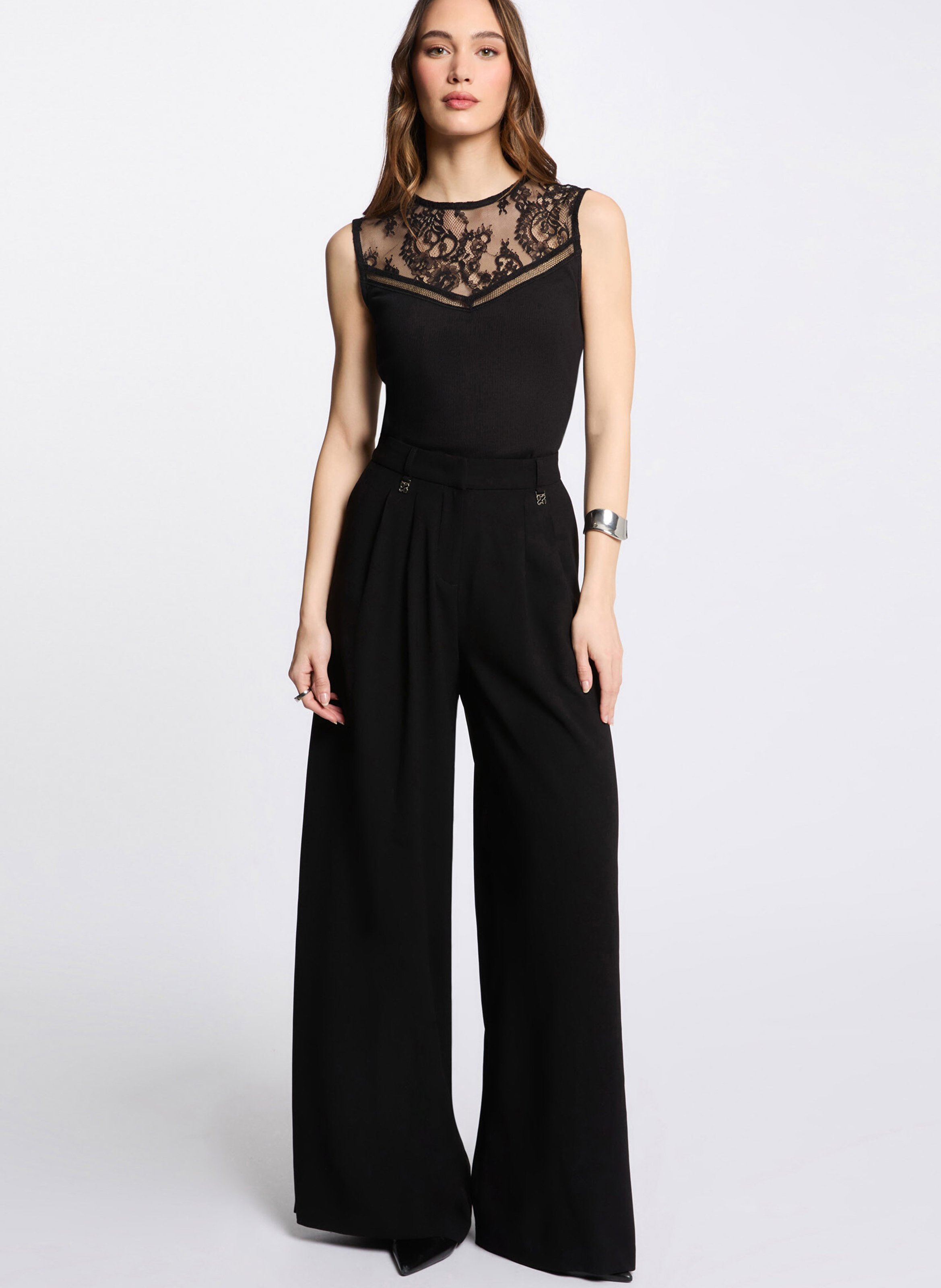 Sleeveless lace top MORGAN Black