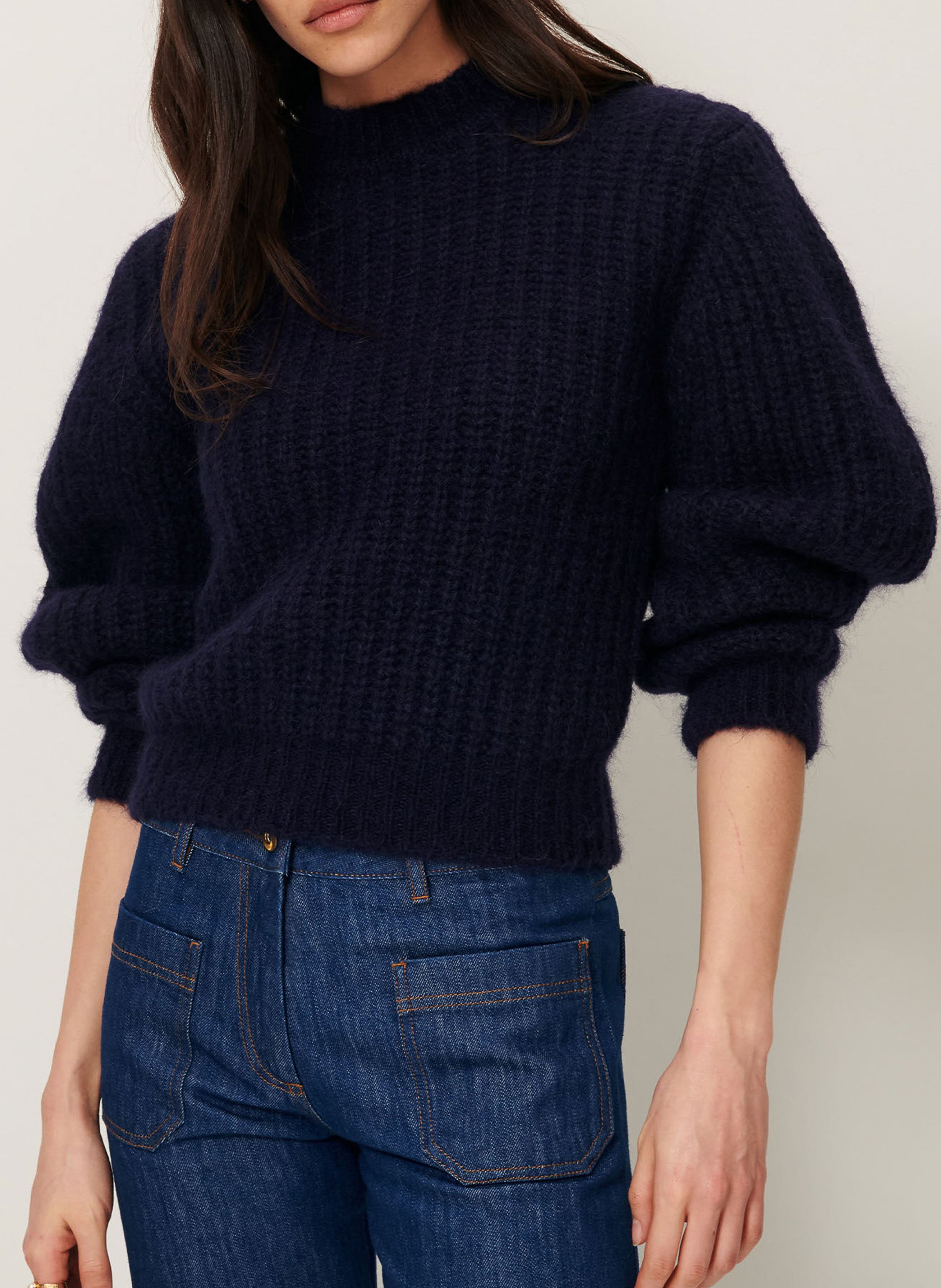 Pull droit col montant  SESSUN Bleu