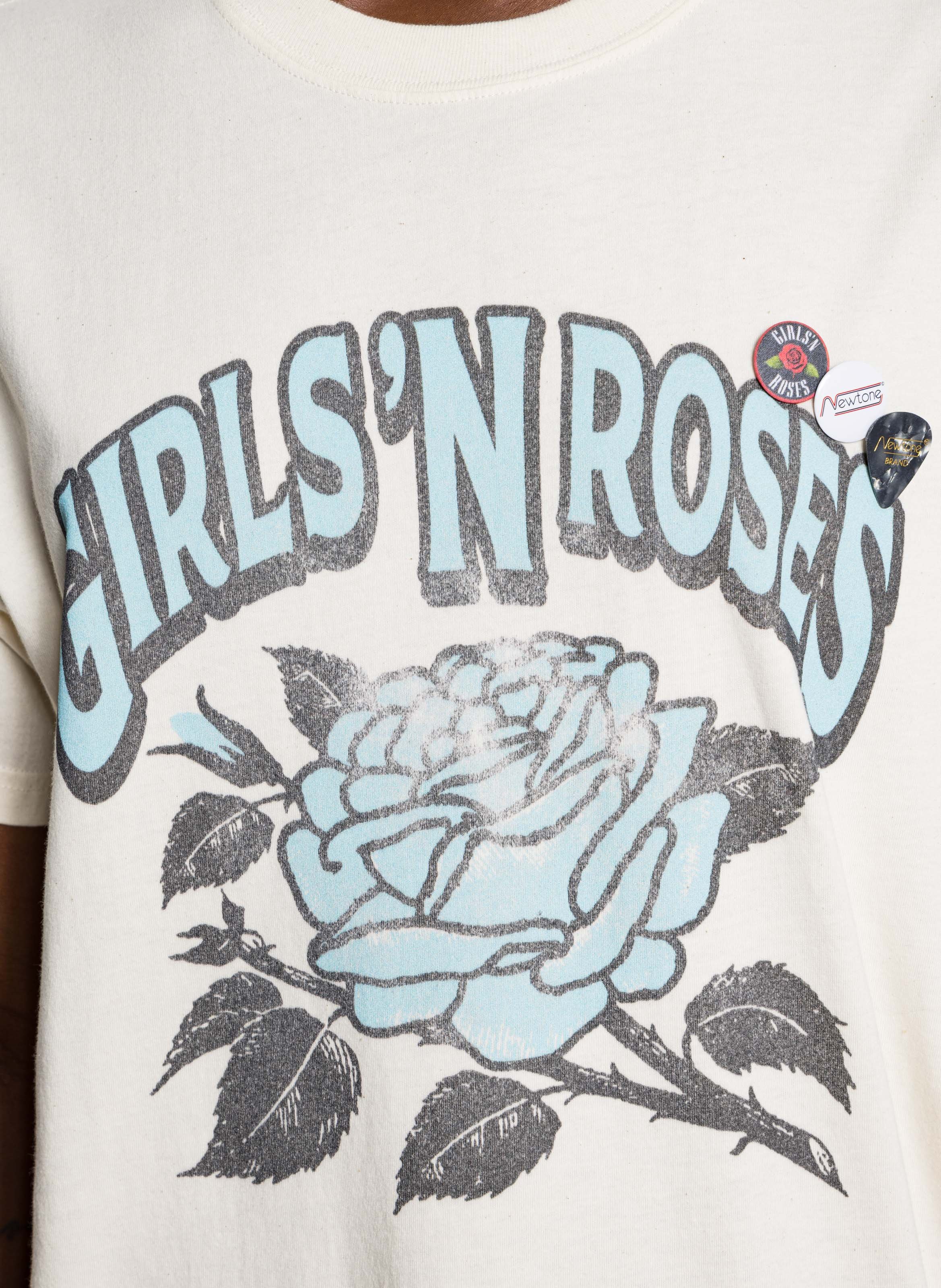 Tee-shirt droit col rond sérigraphié en coton NEWTONE Beige