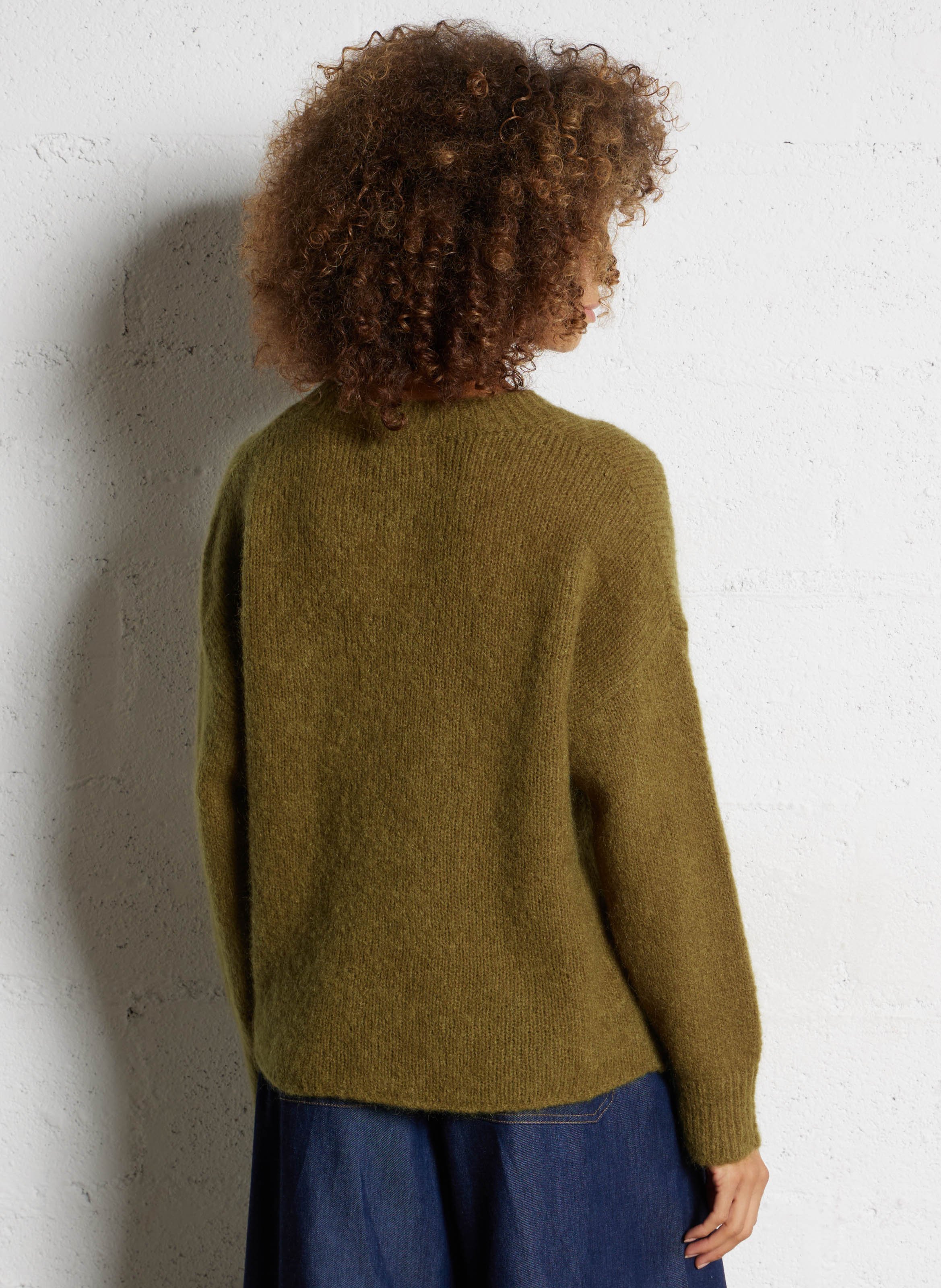 Pull col rond en laine mélangée MAISON ANJE Kaki