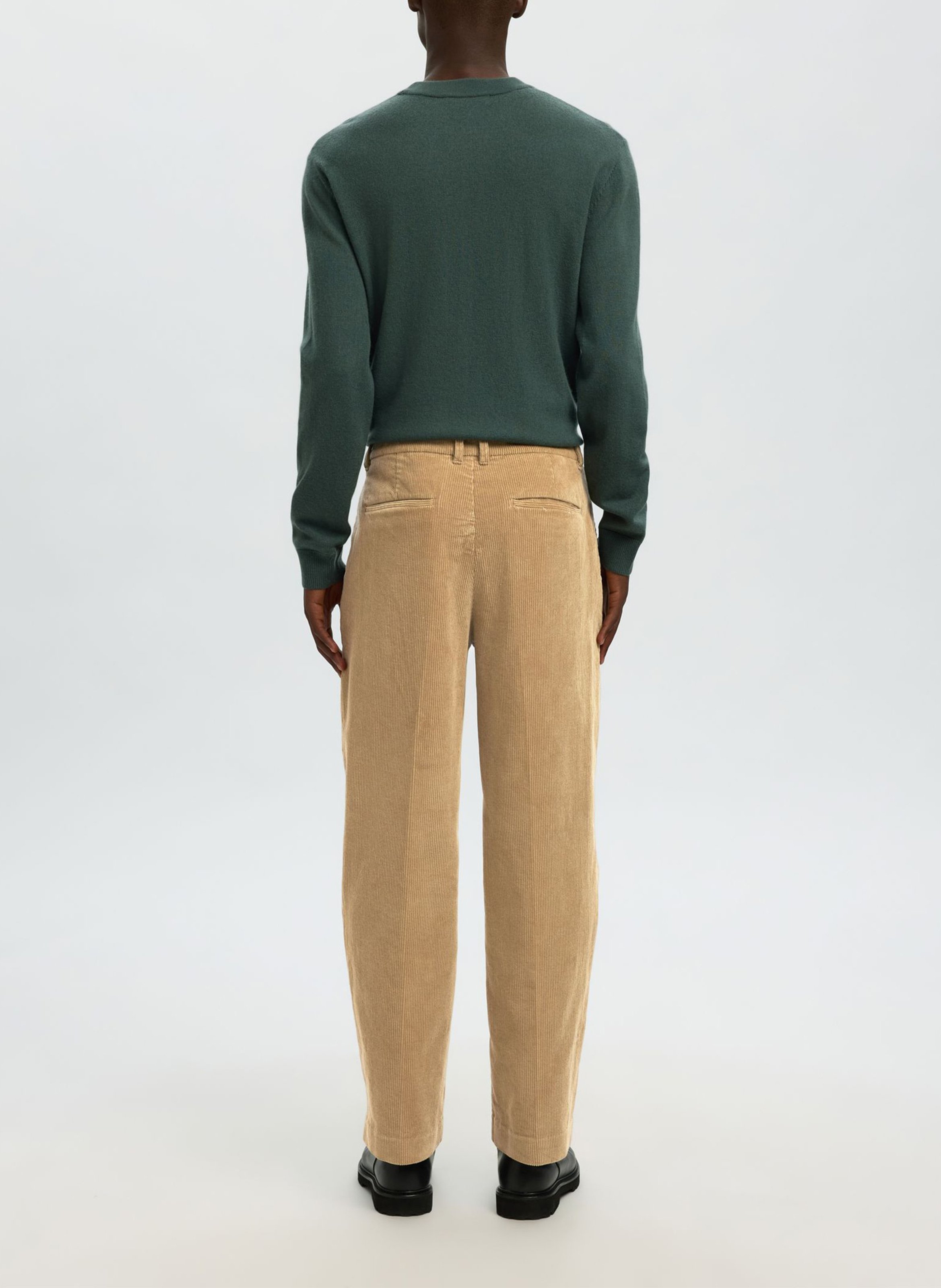 Pantalon droit en coton bio mélangé SELECTED Marron