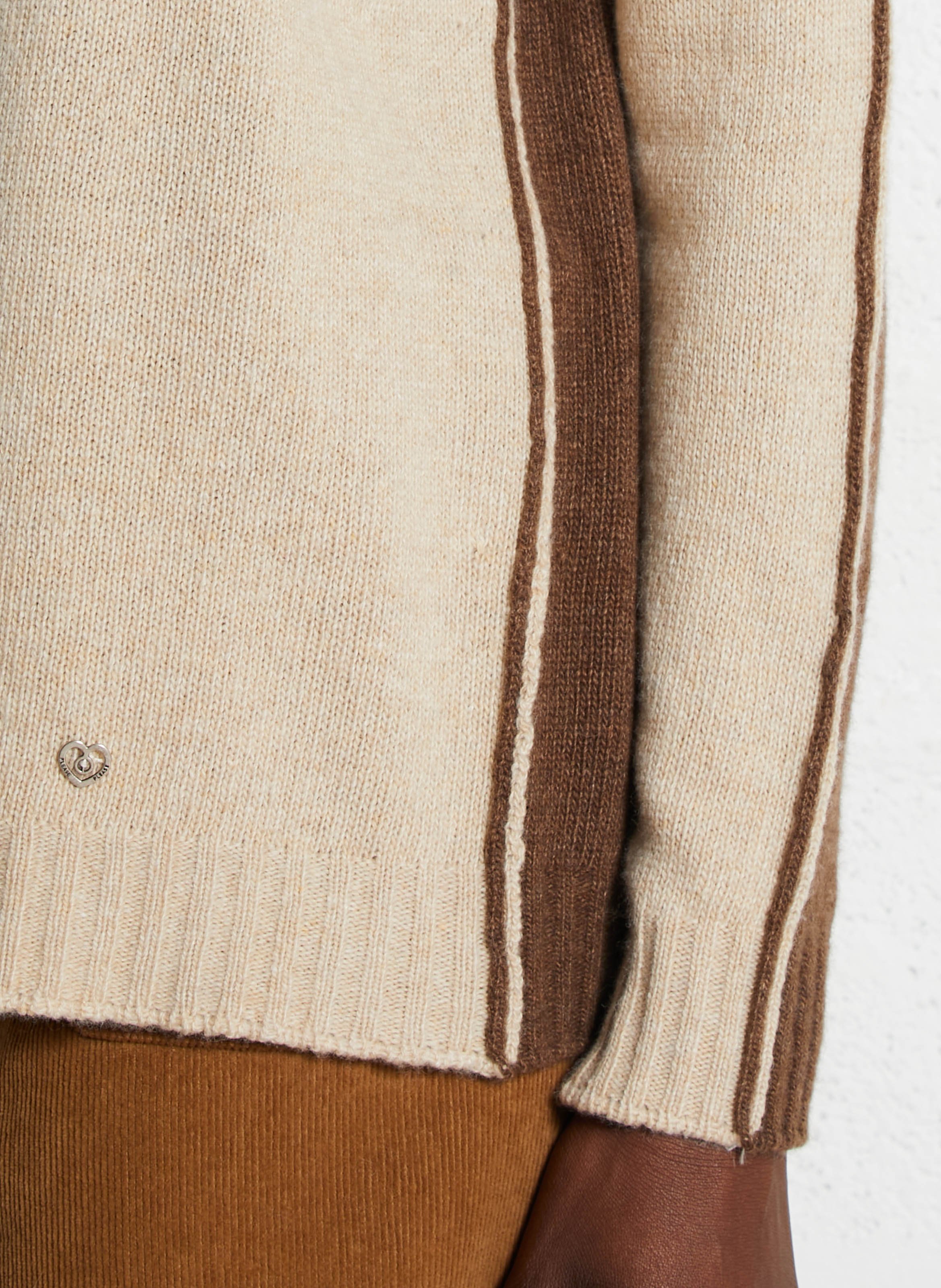 Pull col rond en laine mélangée PLEASE Beige