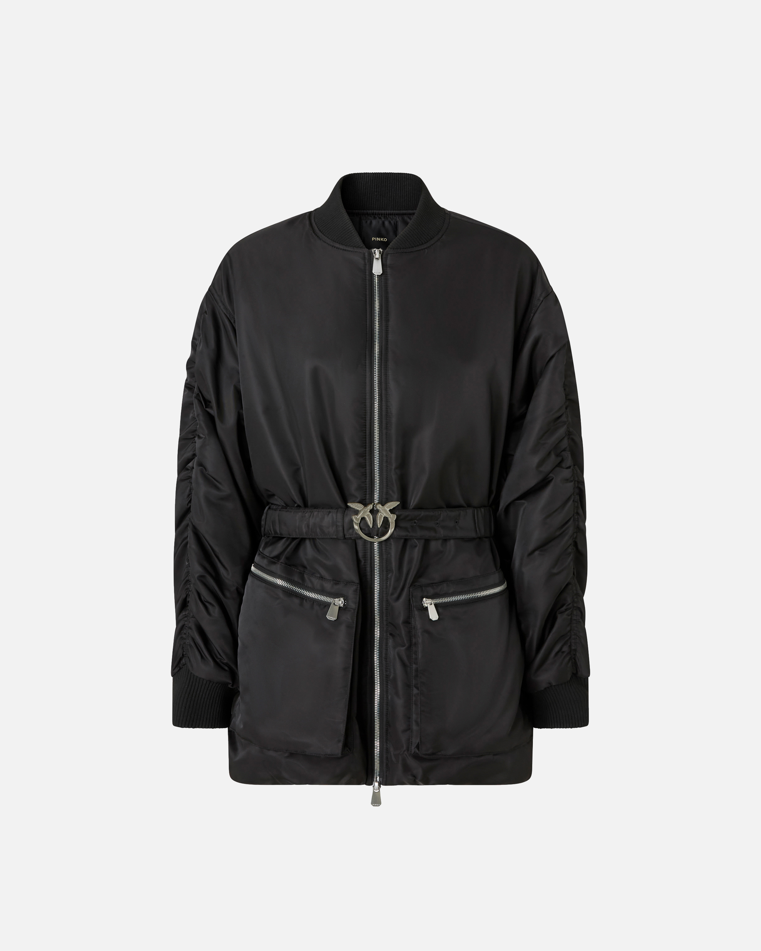 Long technical satin bomber PINKO
