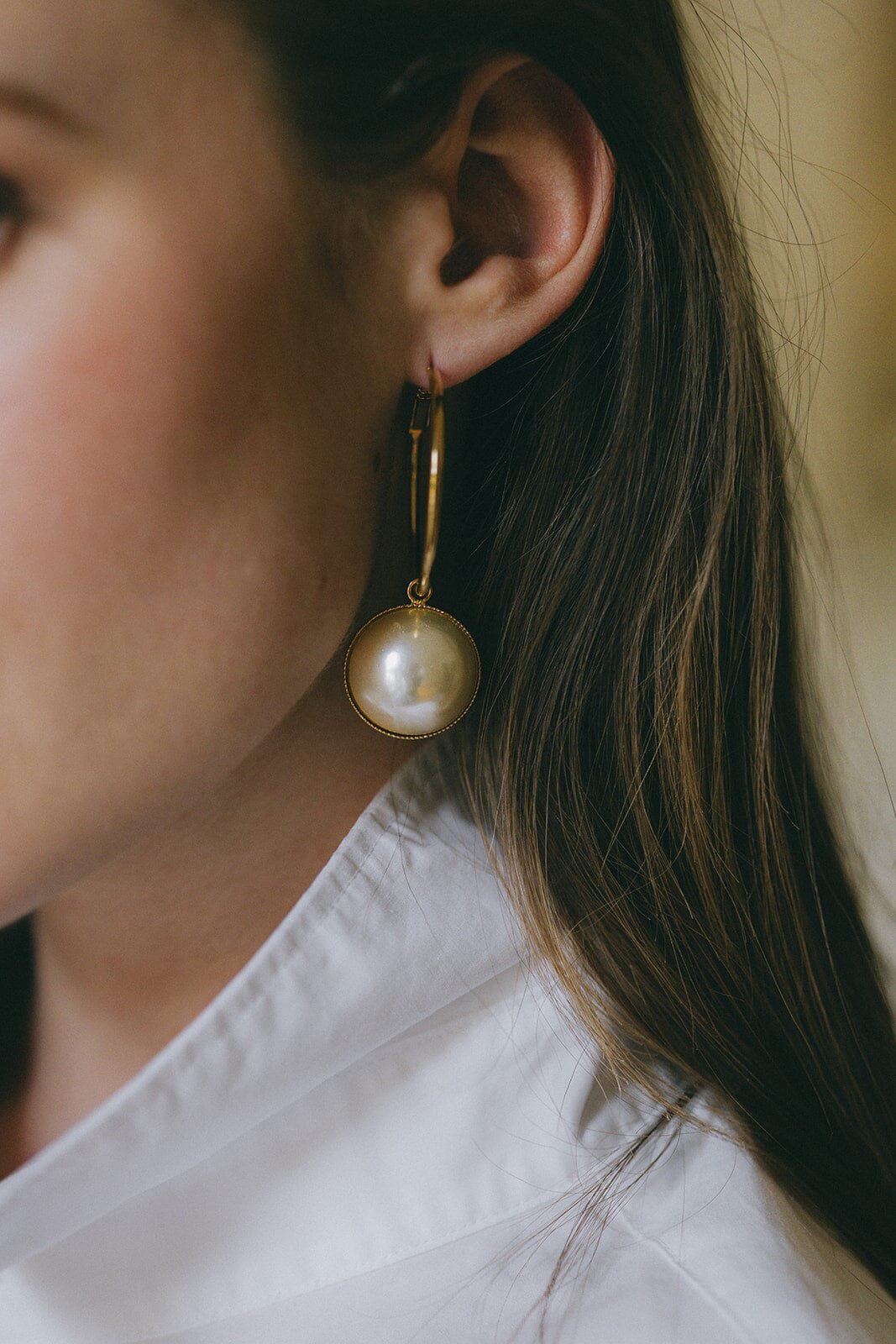 Small gold-plated hoop earrings with pearls MONSIEUR SIMONE Silver