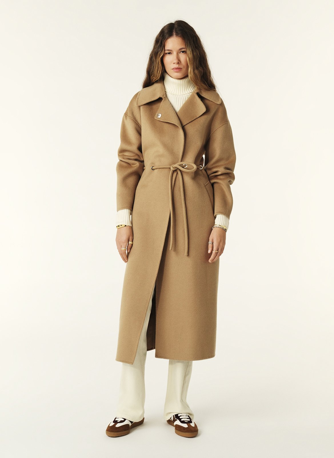 Long coat with asymmetric collar BA&amp;SH Brown