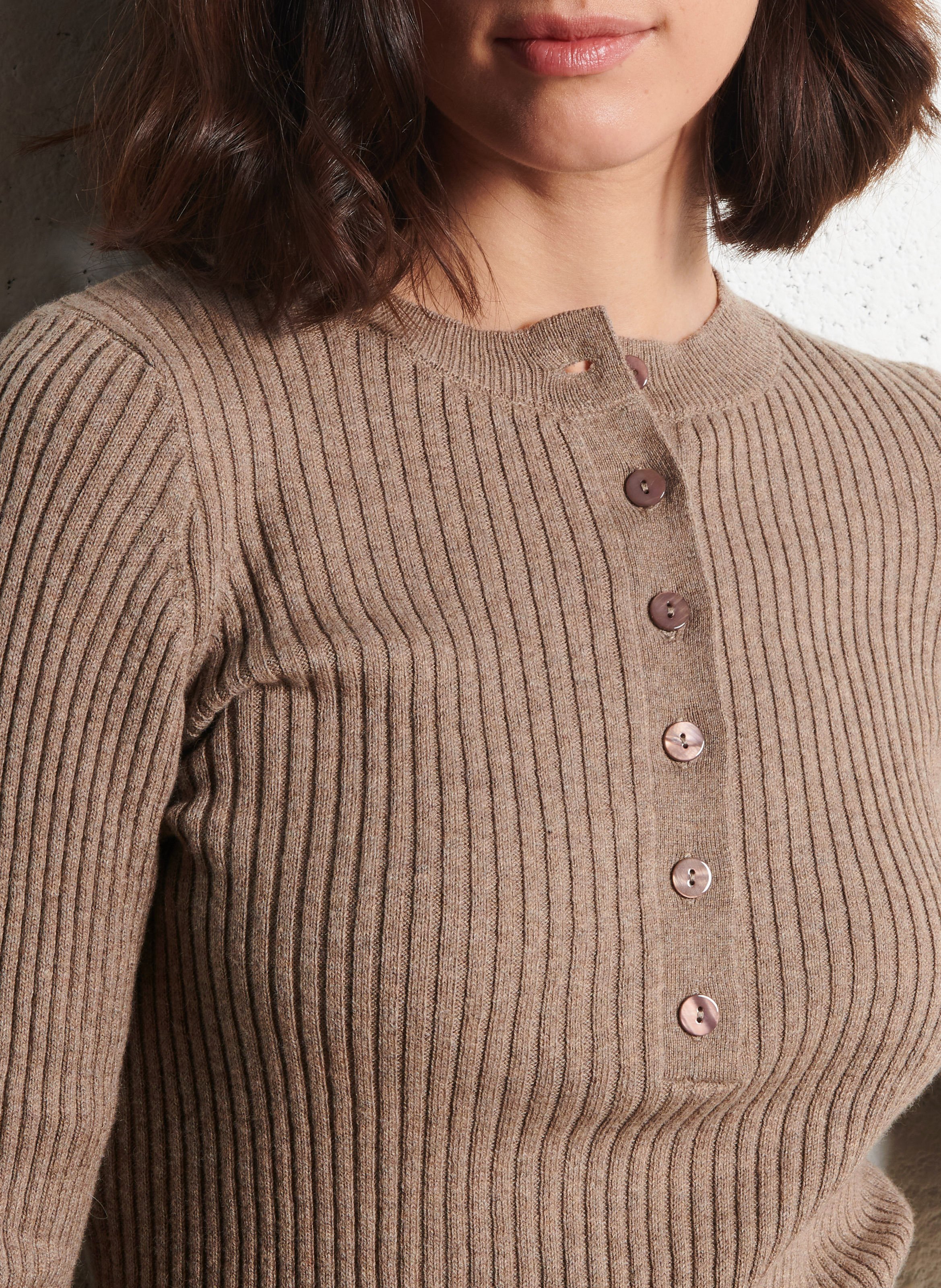 Round neck top in cotton and wool blend HOD PARIS Brown