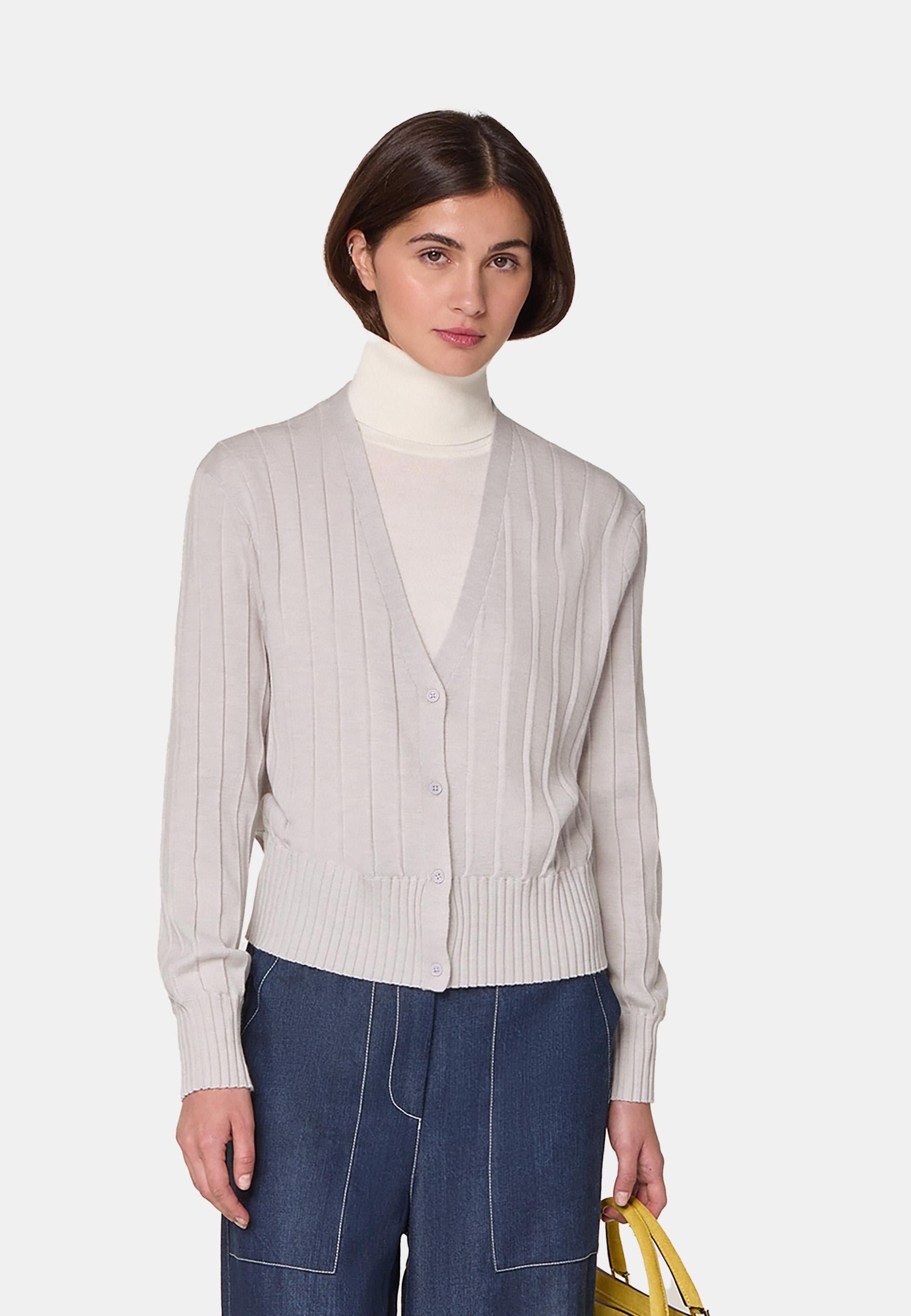 Bulgarie merino wool short cardigan RODIER White