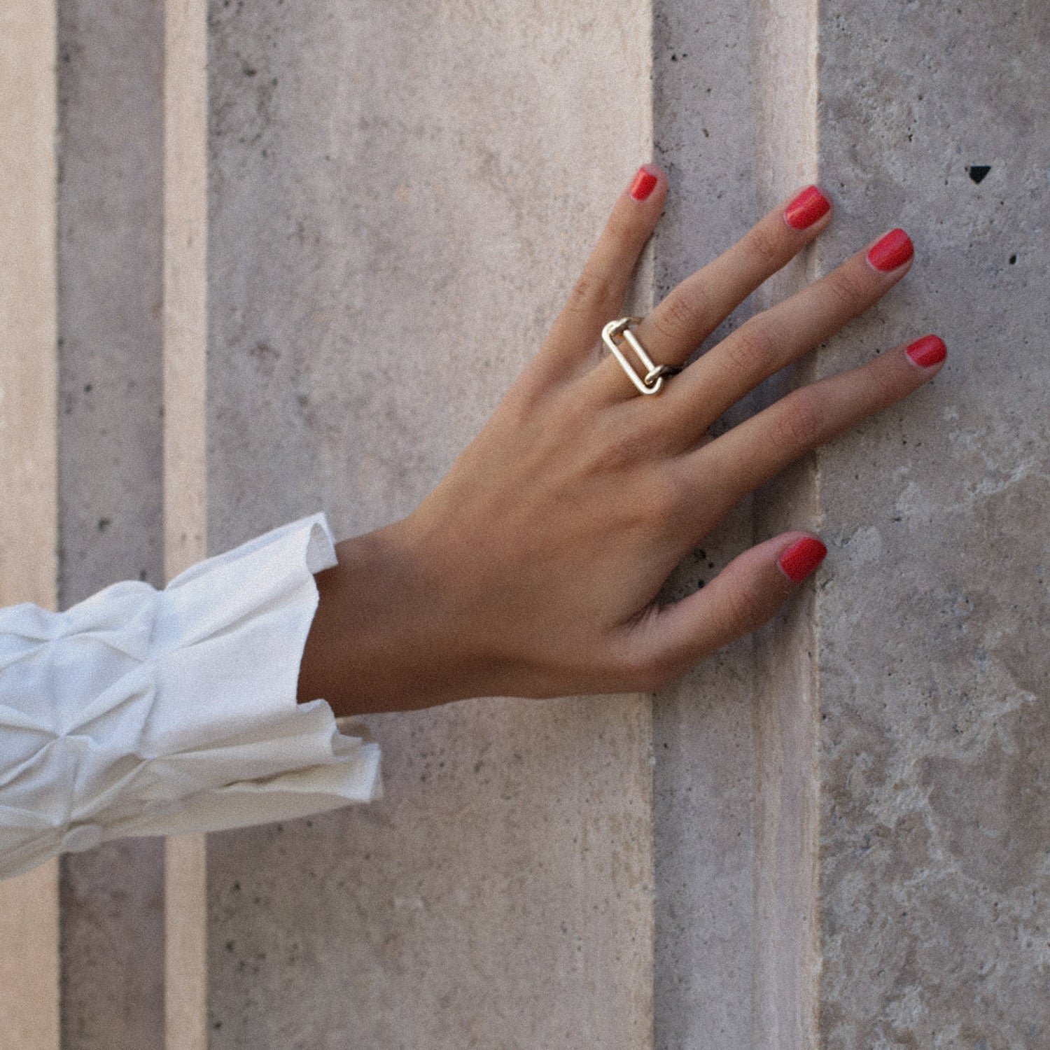 Link ring, gold plated MAYRENA Silver