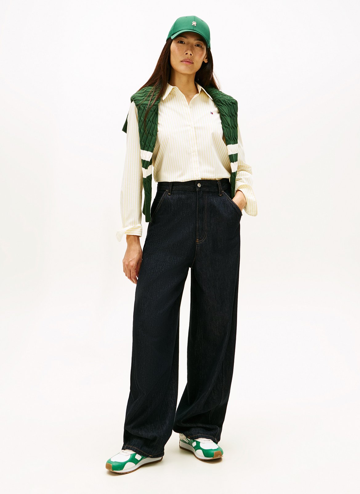 Chemise droite col classique en coton mélangé rayé TOMMY HILFIGER Jaune