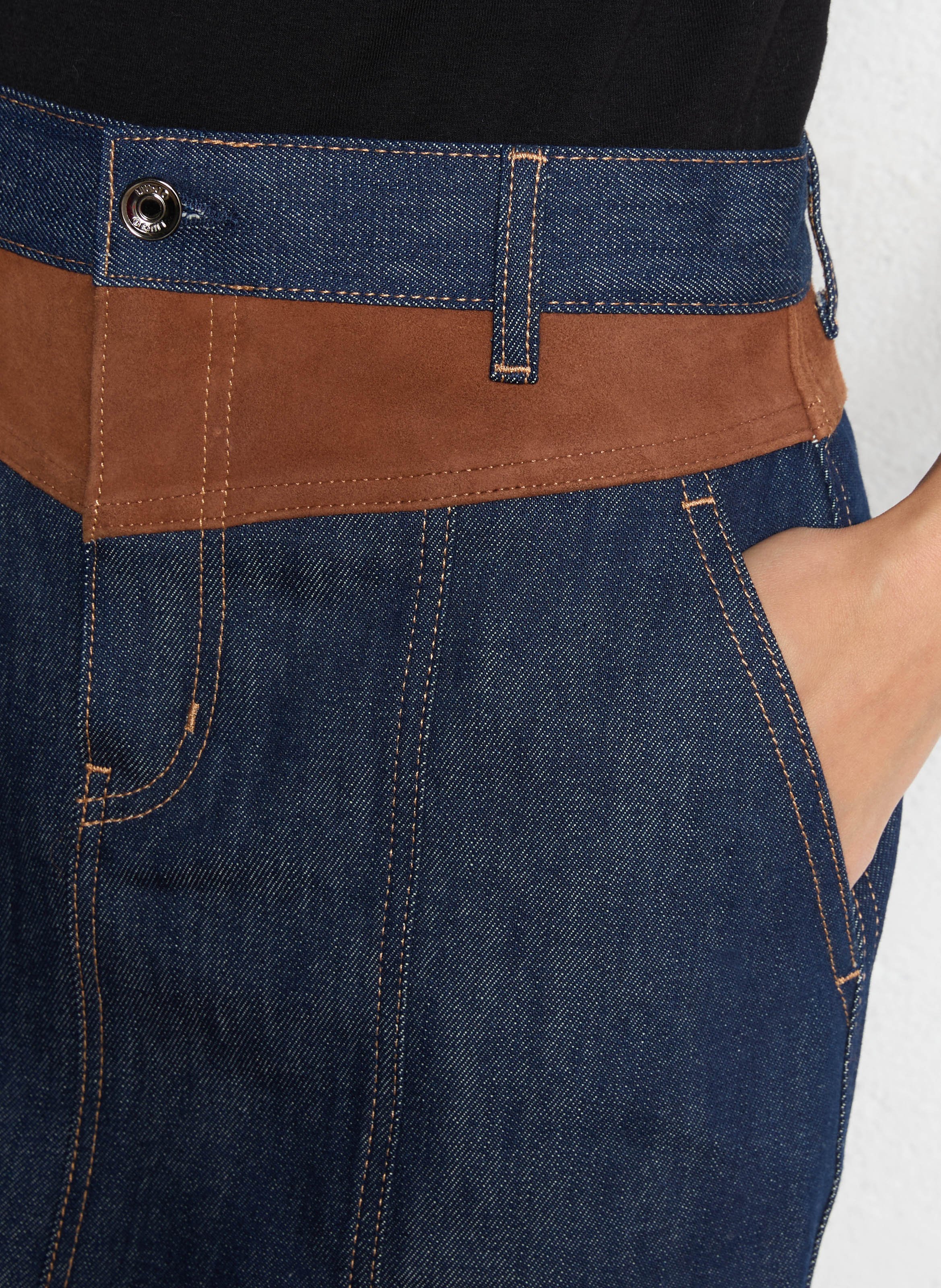 Mini jupe en denim brut à détail suède LIU JO Bleu