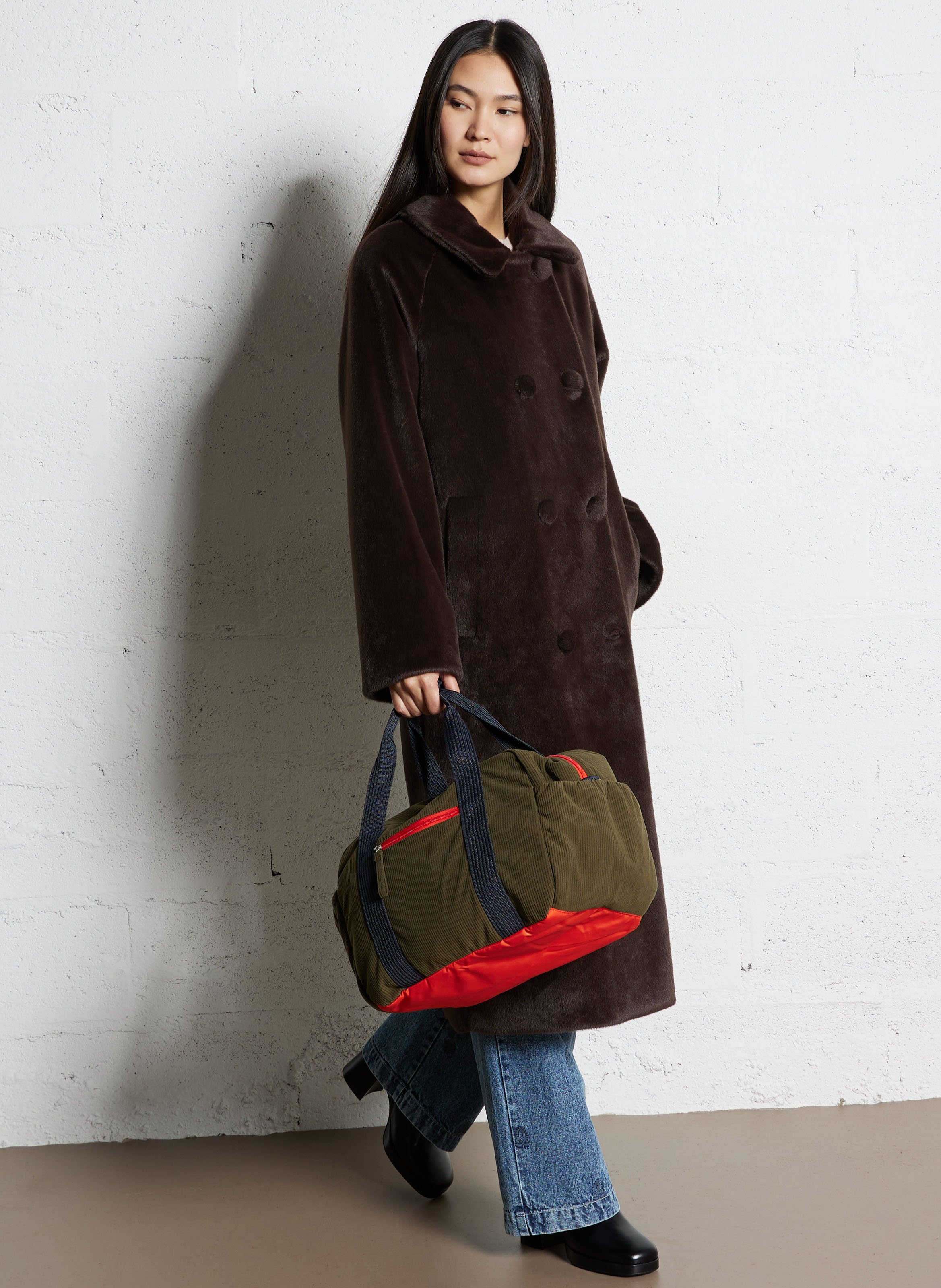 Sac bandoulière côtelé BENSIMON Kaki