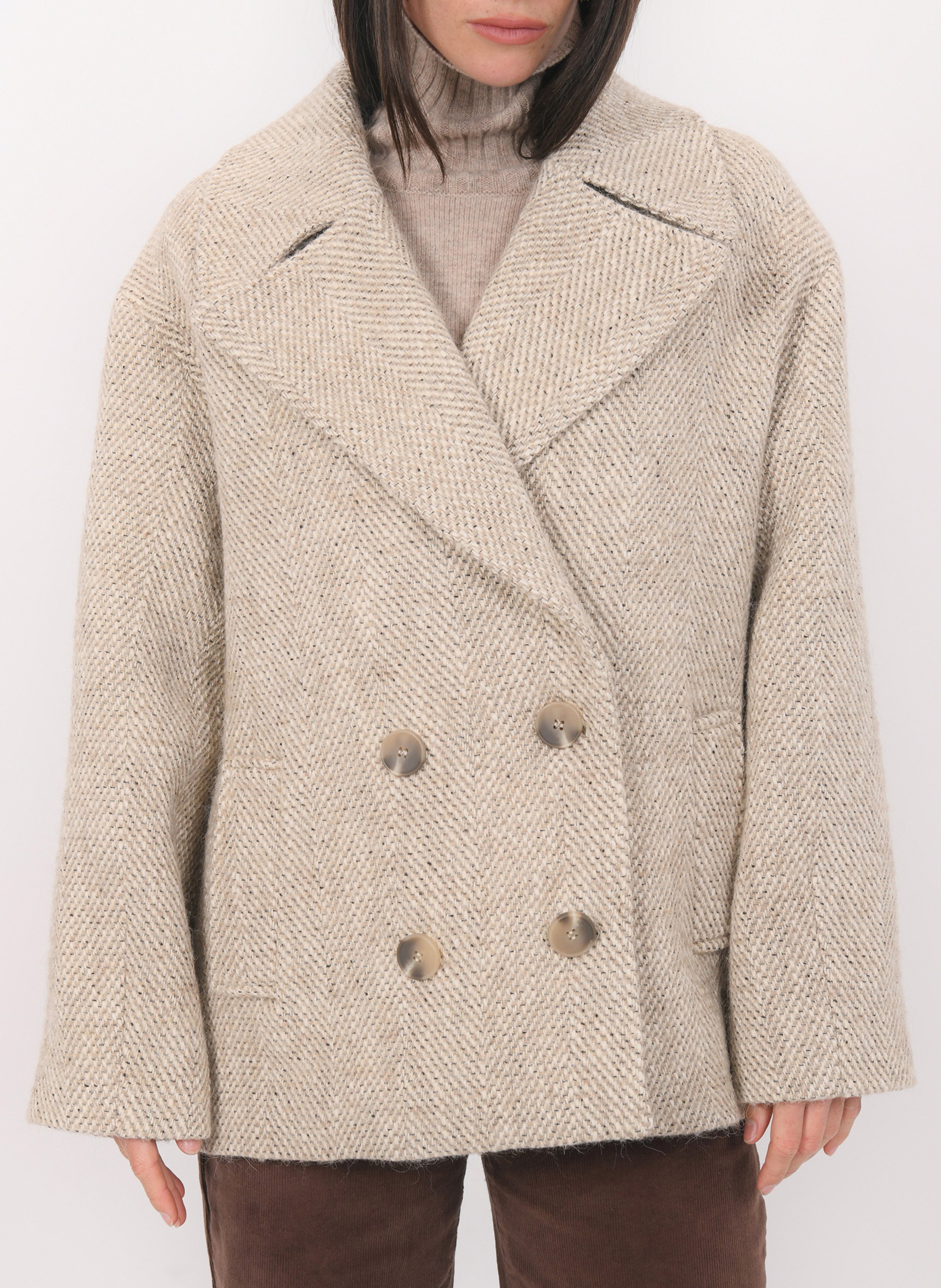 Cabas boutonné en maille chinée KOOKAI Beige