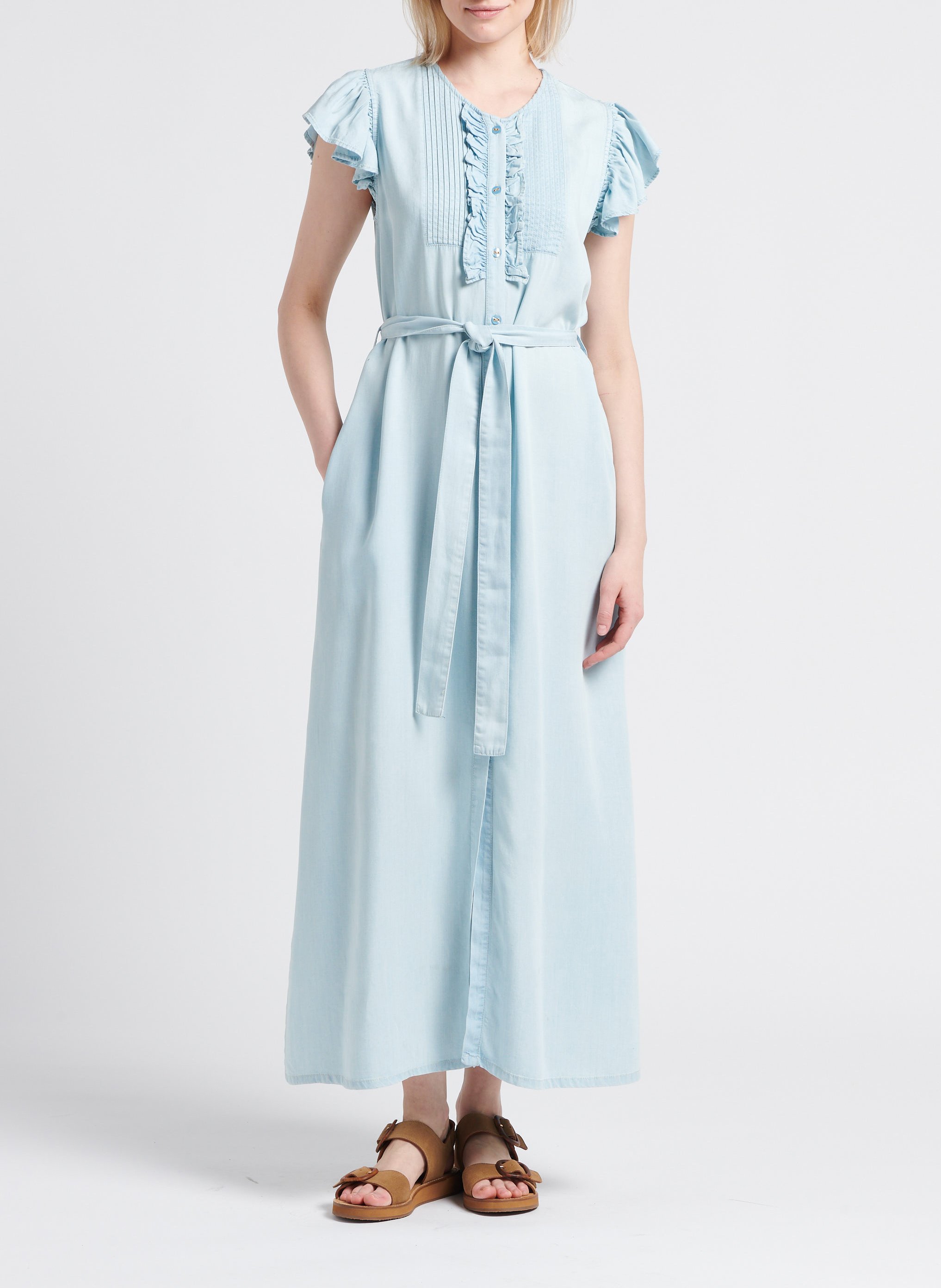 Lange jurk met ceintuur TWINSET Jeans verschoten