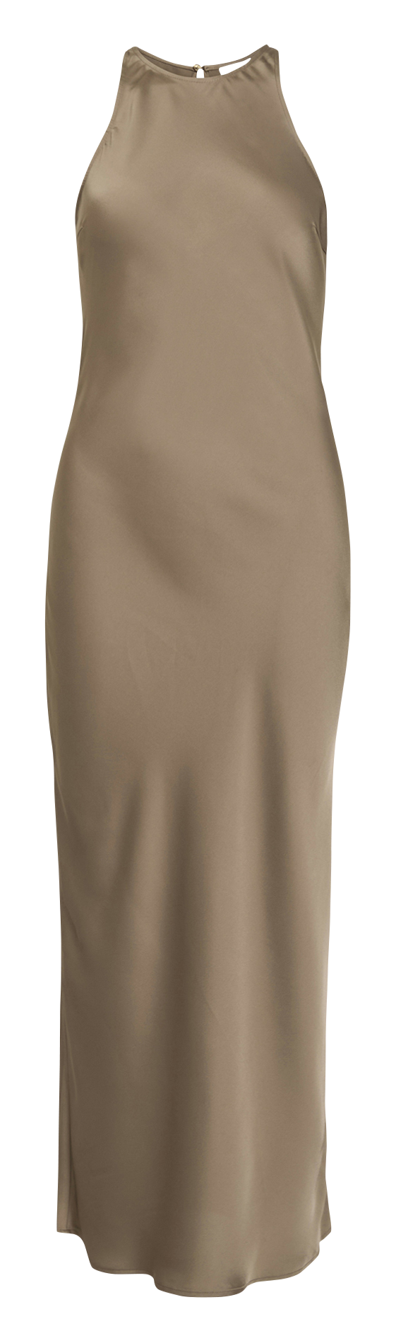 Langes, satiniertes Kleid mit Rundhalsausschnitt VILA Braun