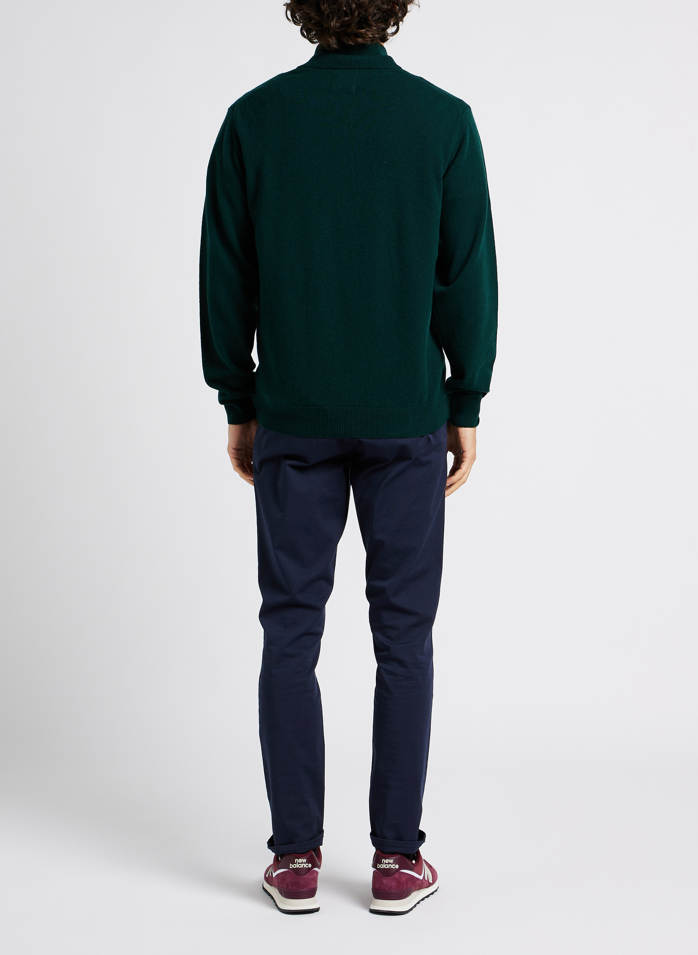 Pull droit col montant zippé en laine GANT Vert