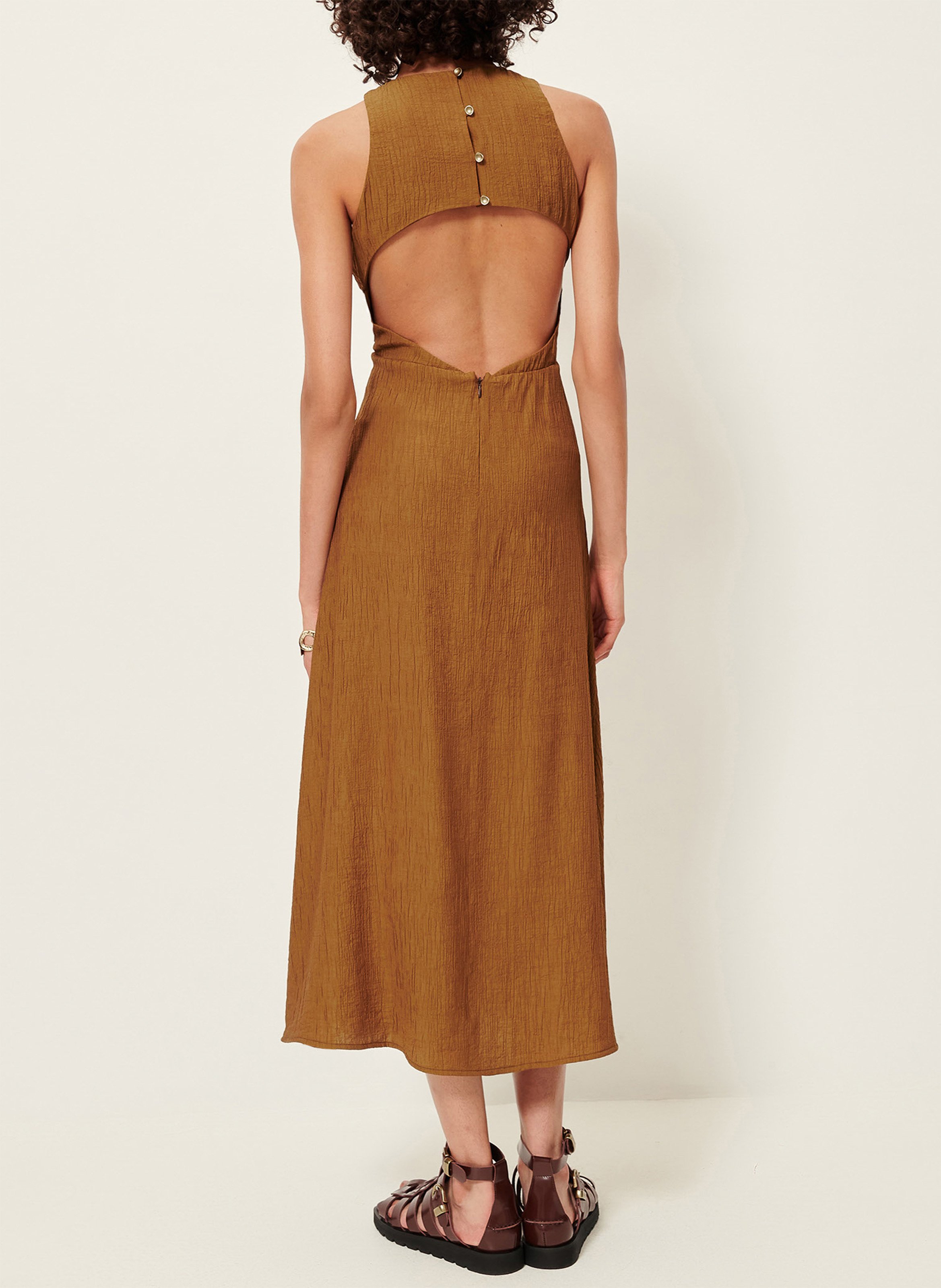 Midikleid mit Rundhalsausschnitt SESSUN Braun