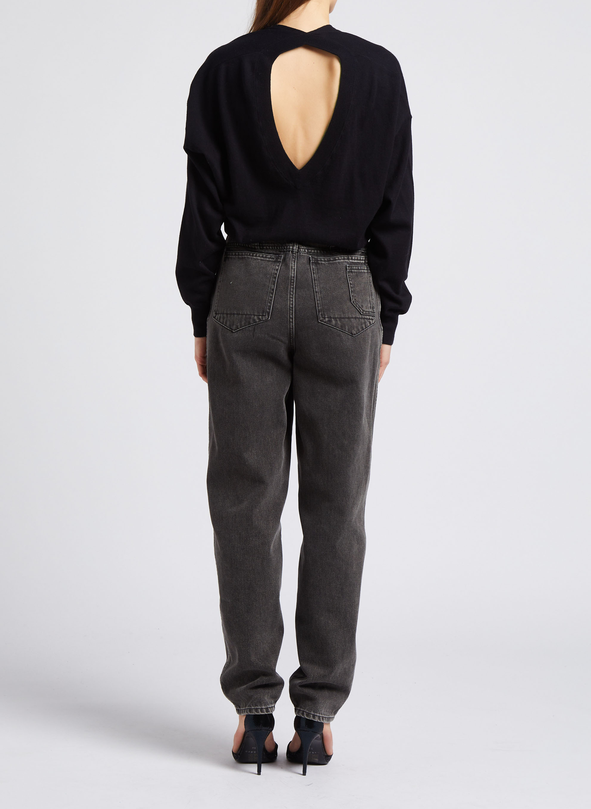 Pull col V droit en coton et cachemire mélangé IRO Noir