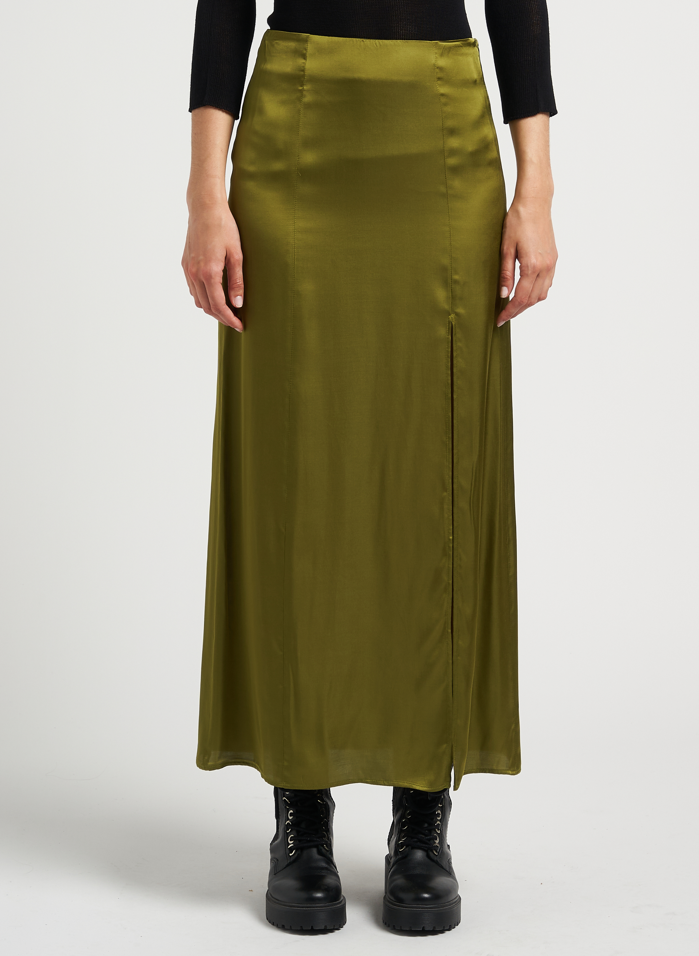 Lange, satijnen rok MAX&Co. Groen