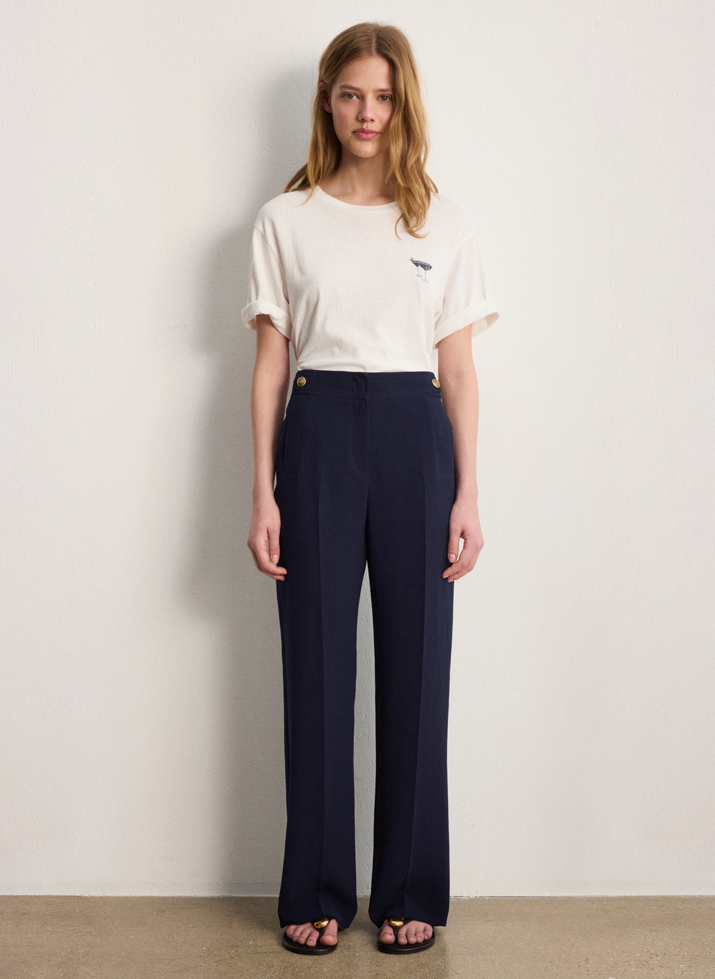 High-waisted carrot-cut trousers PABLO Blue