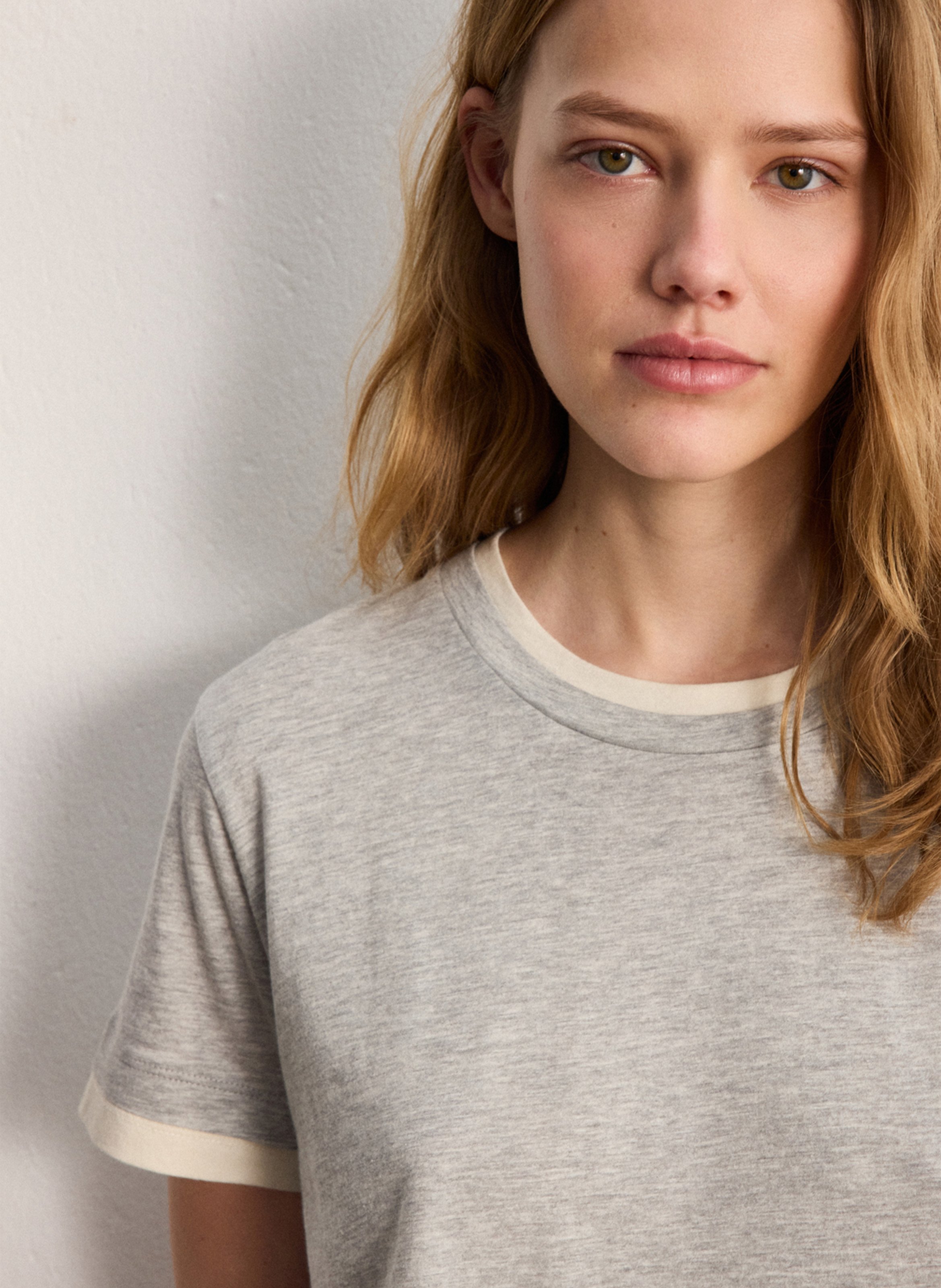 T-shirt droit col rond en coton mélangé PABLO Gris