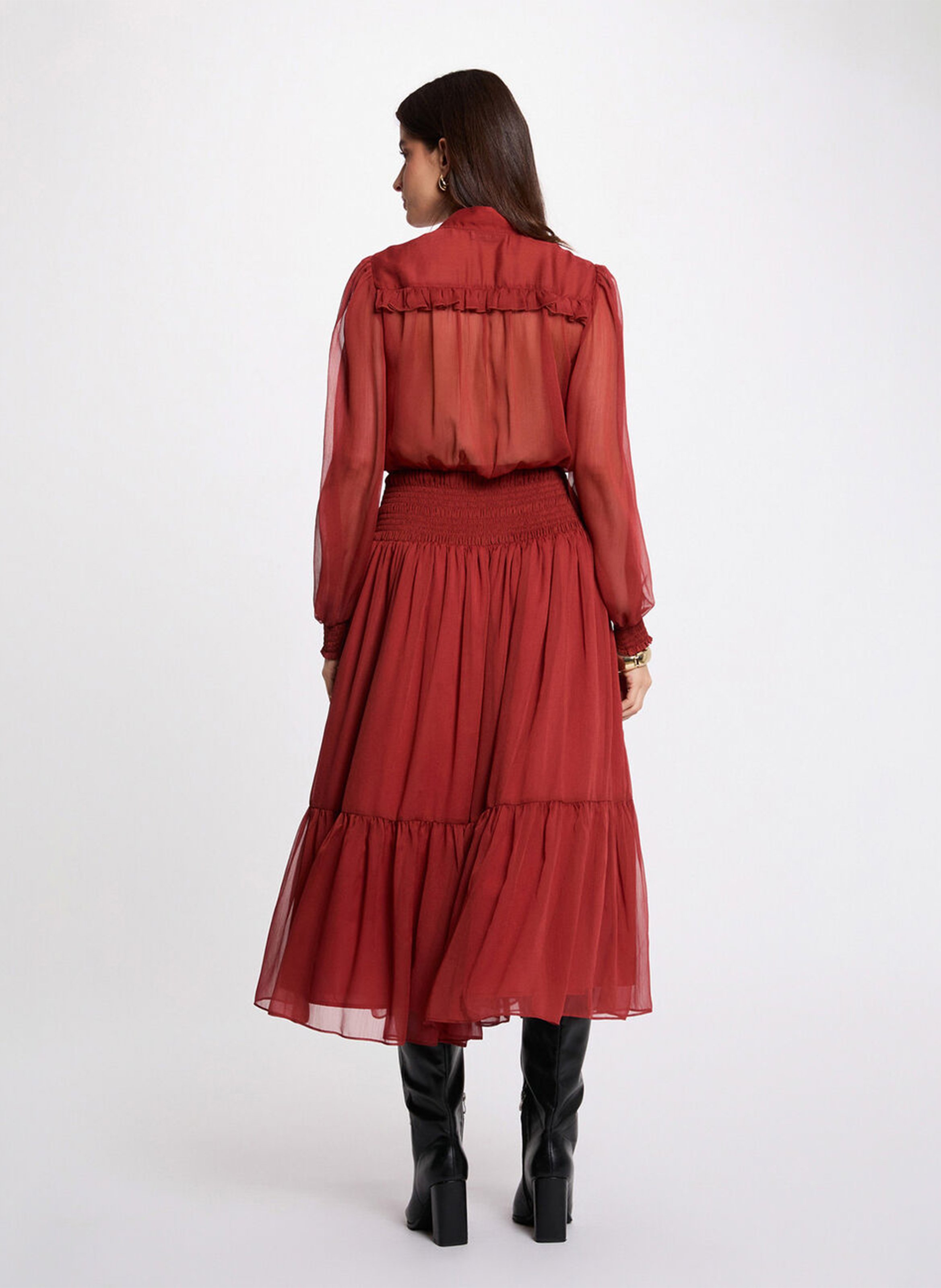 Long V-neck dress MORGAN Orange