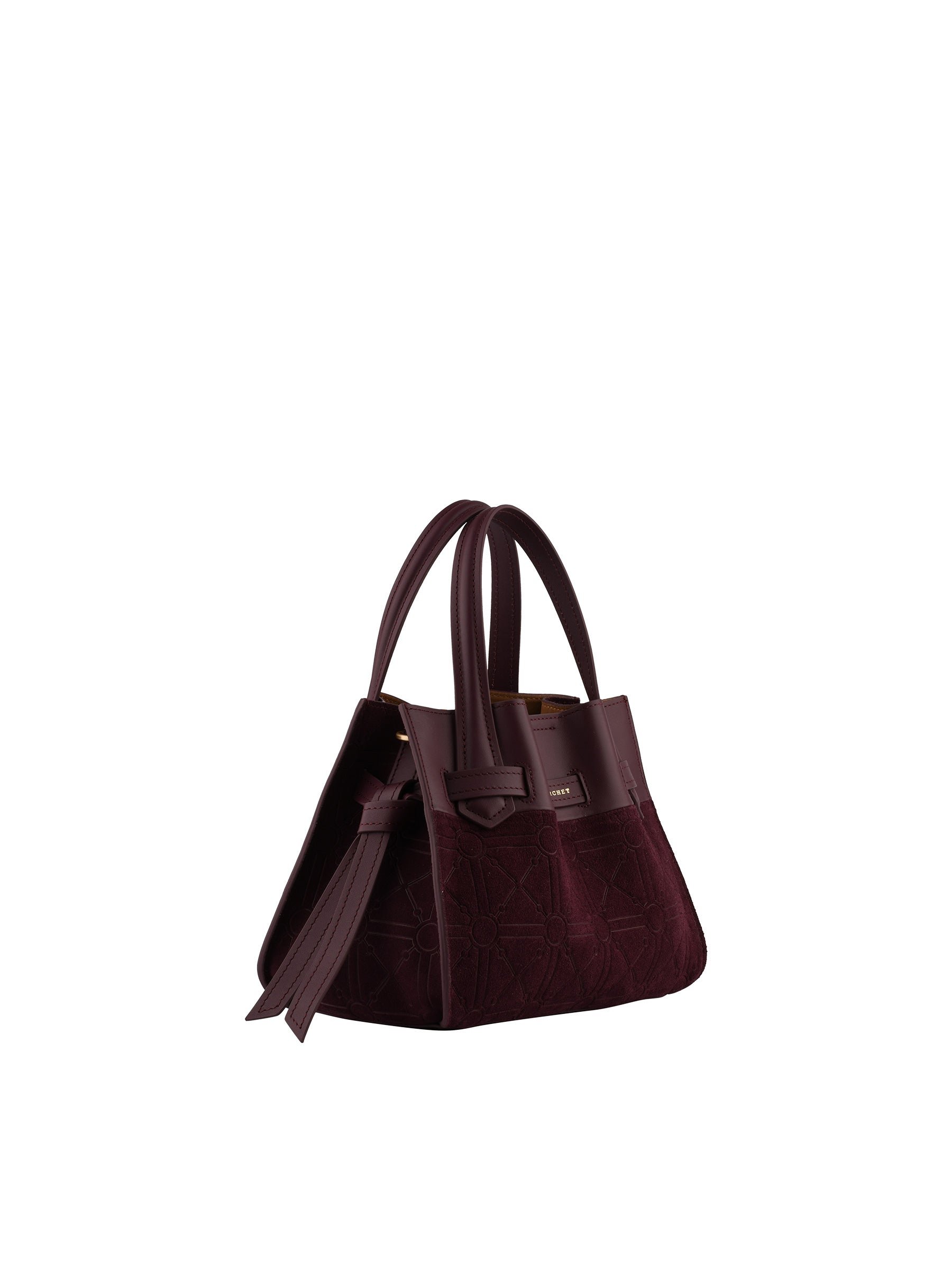 Suede and leather handbag POURCHET Red