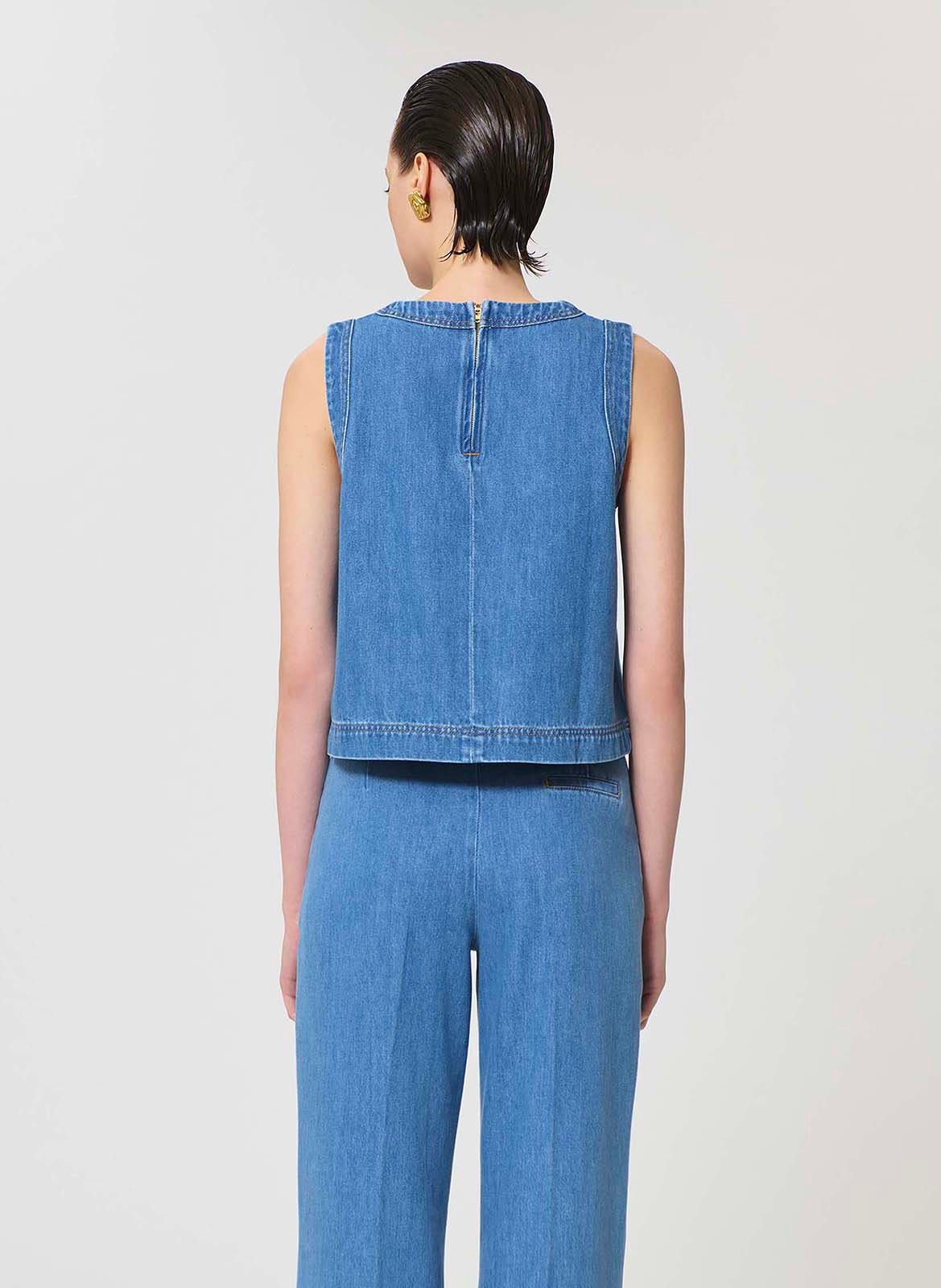 Sleeveless denim top TARA JARMON Blue