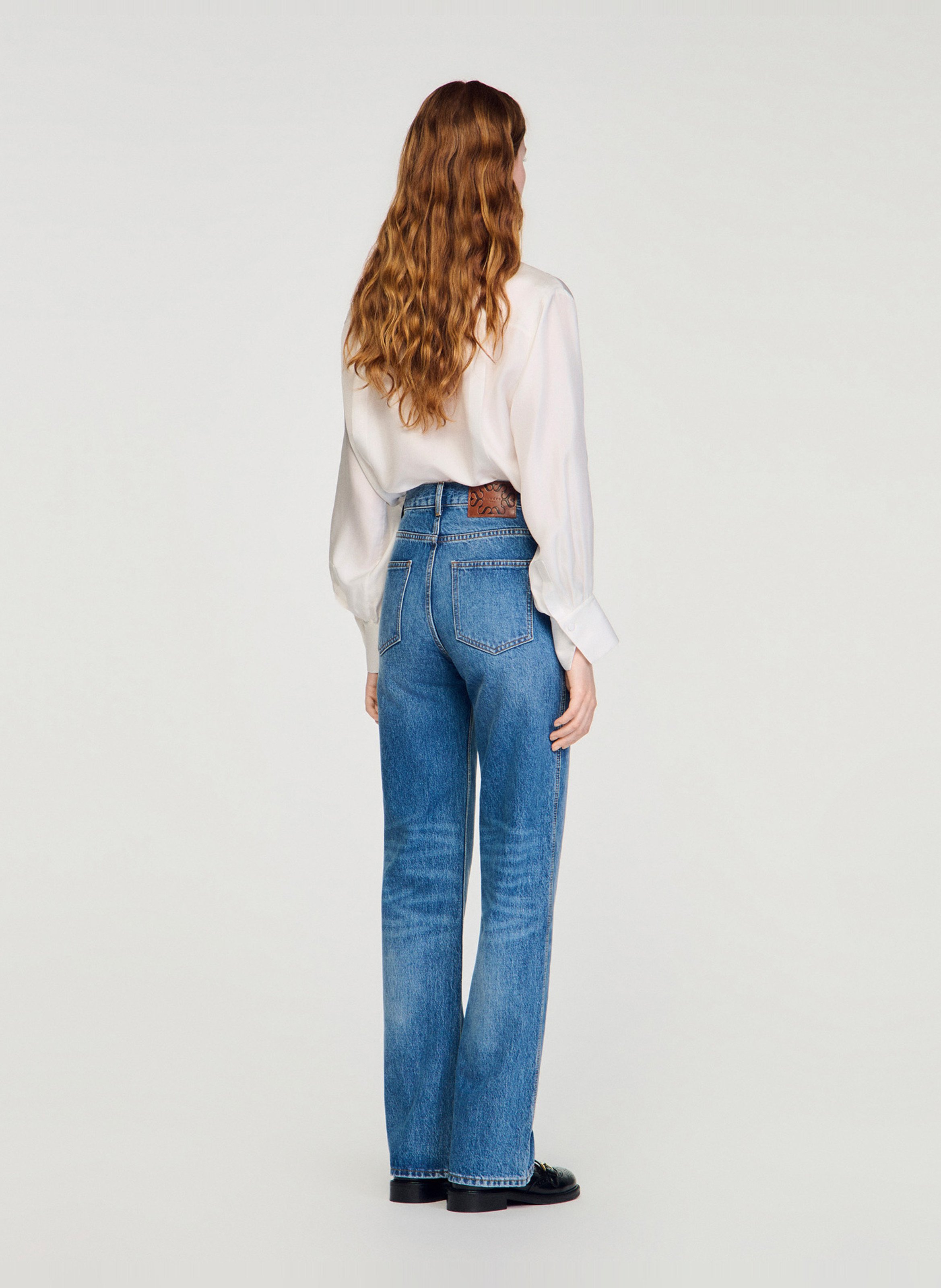 Katoenen jeans met wijd uitlopende pijpen SANDRO Blauw