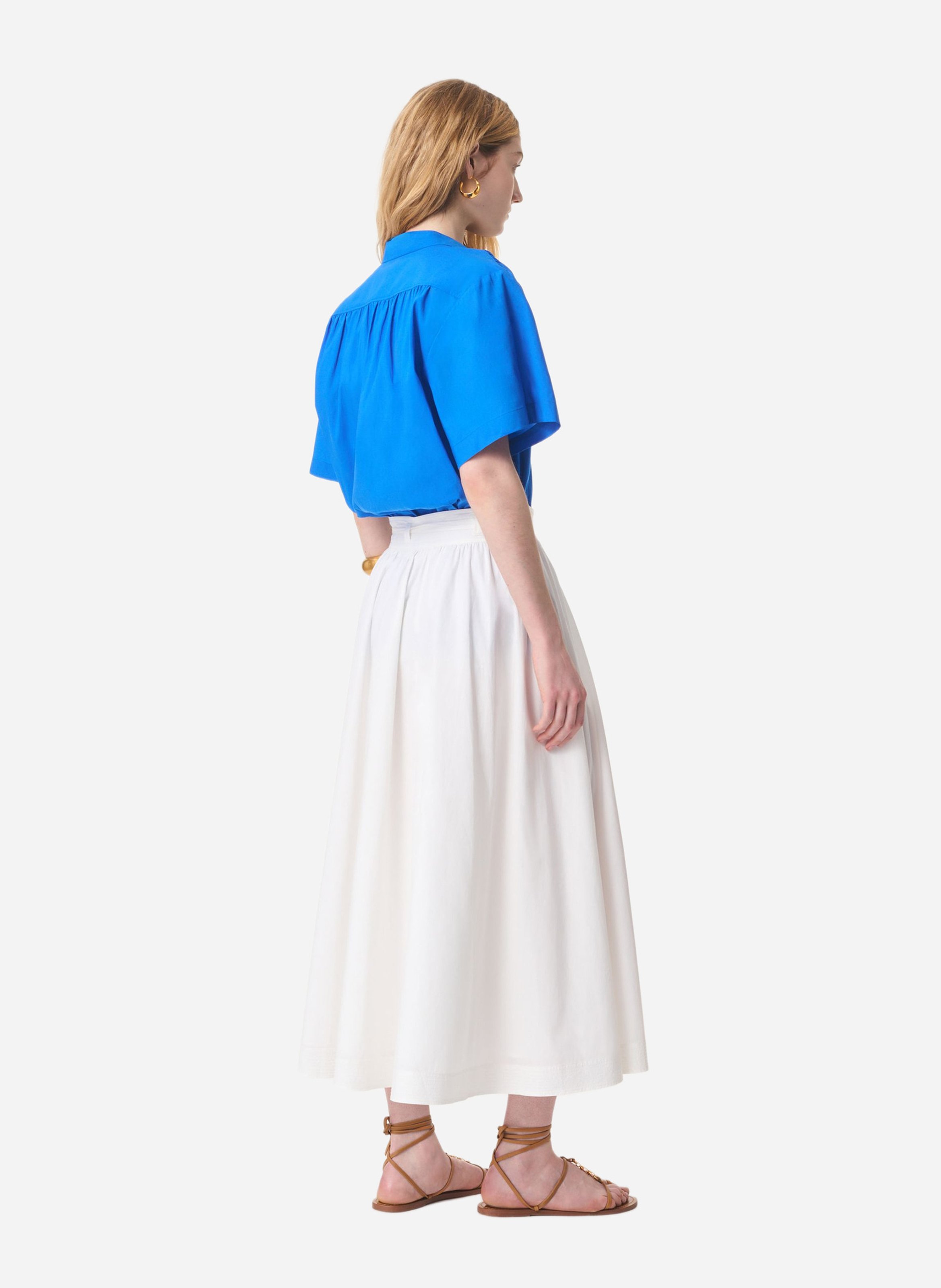 Jupe longue taille haute unie VANESSA BRUNO Blanc